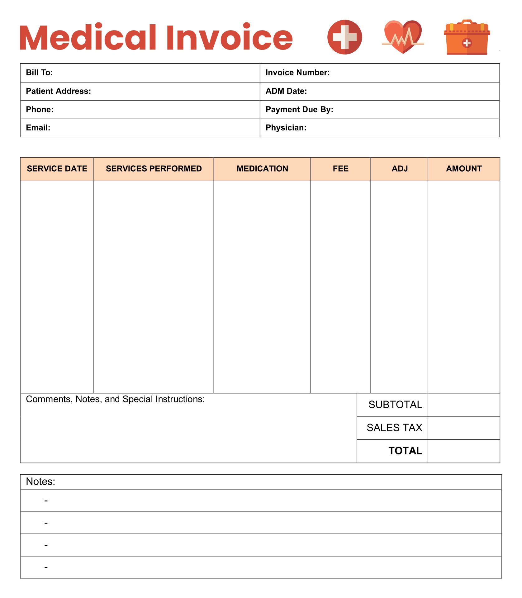 Medical Invoice Template Word