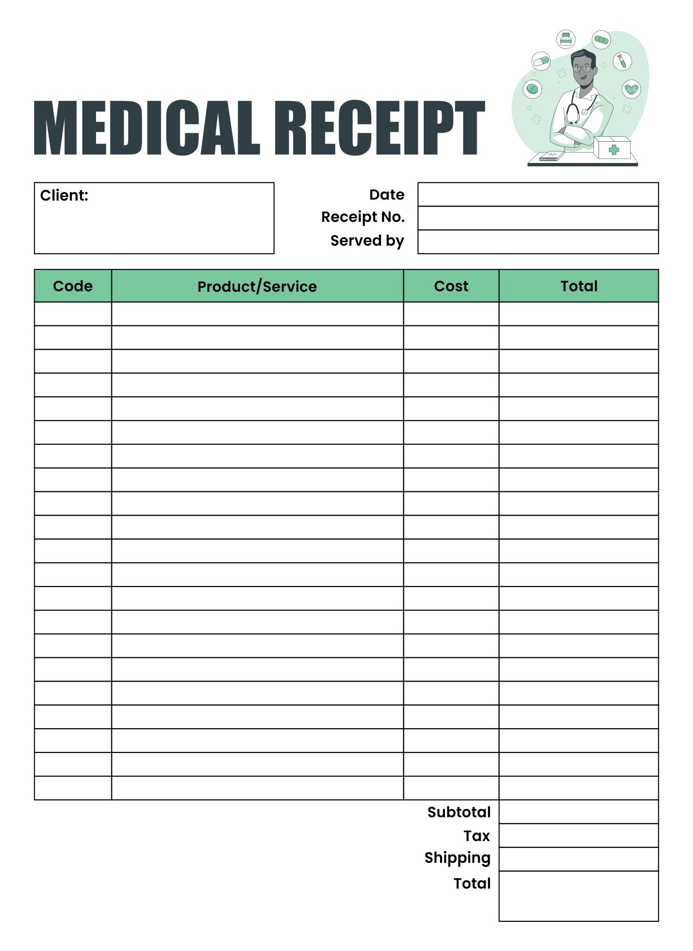  Printable Medical Receipts