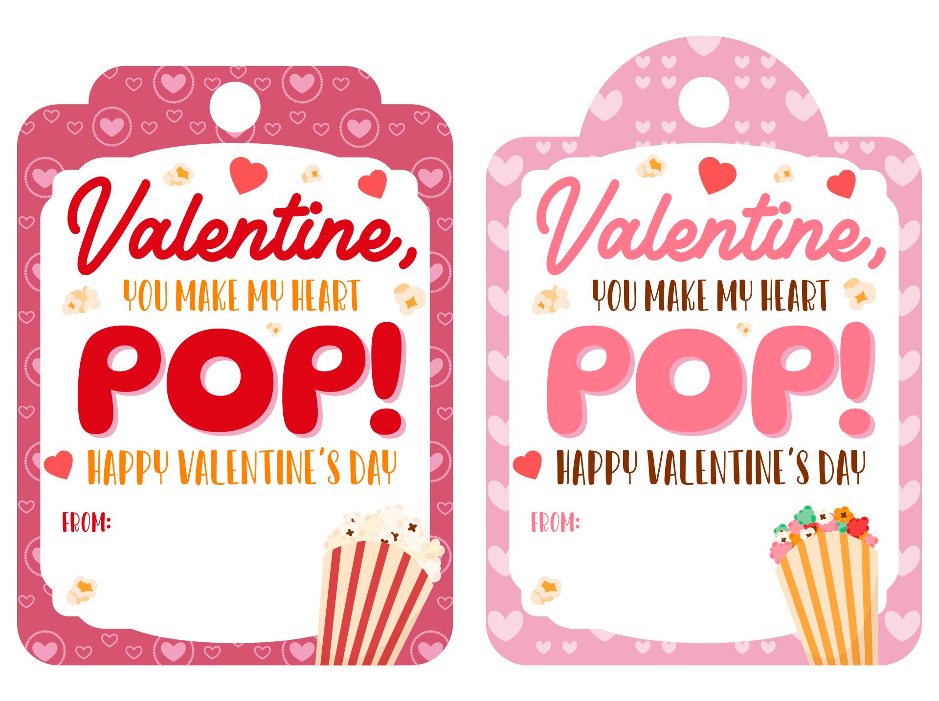Popcorn Valentine Printable Tags