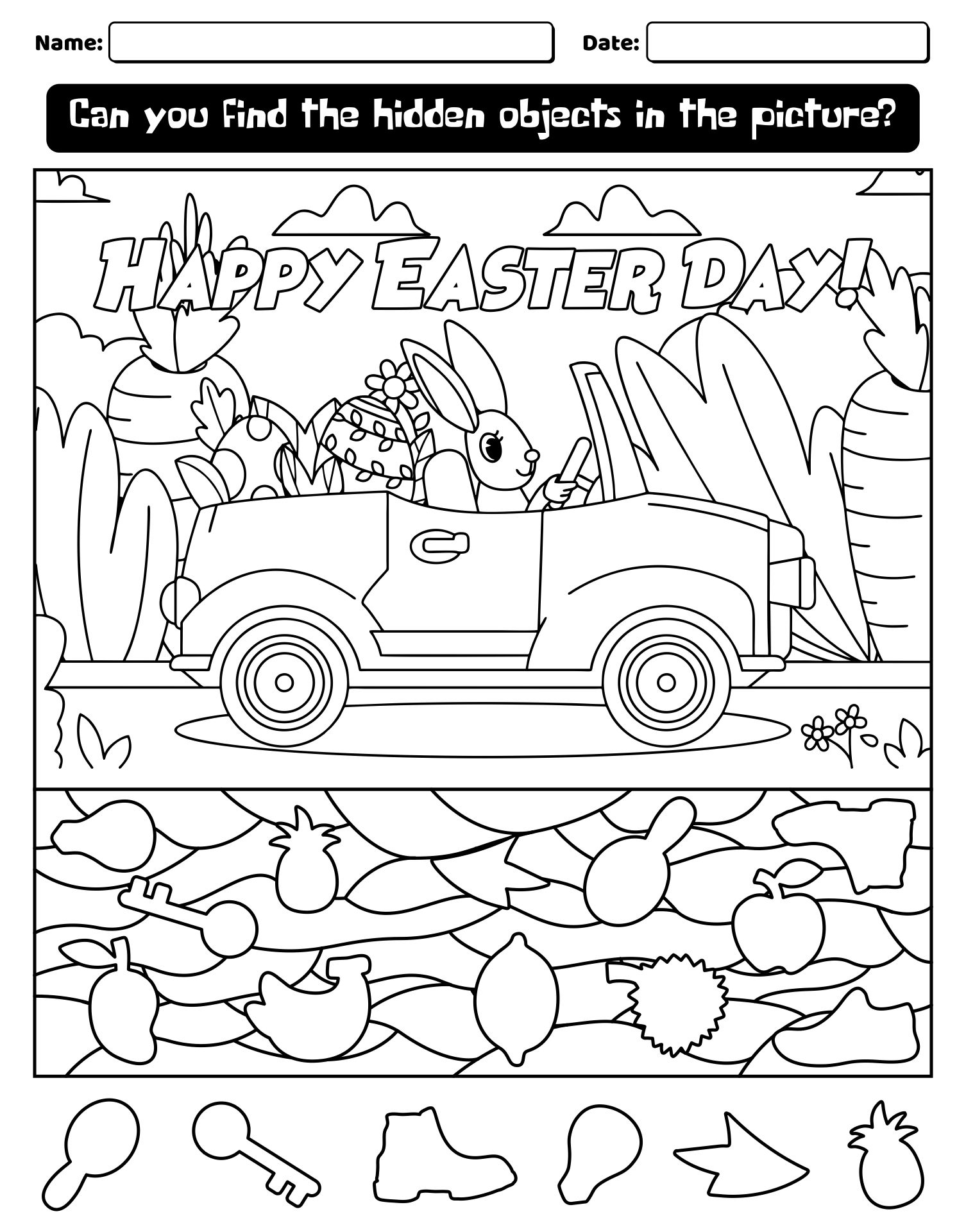 Printable Easter Hidden Pictures Worksheets