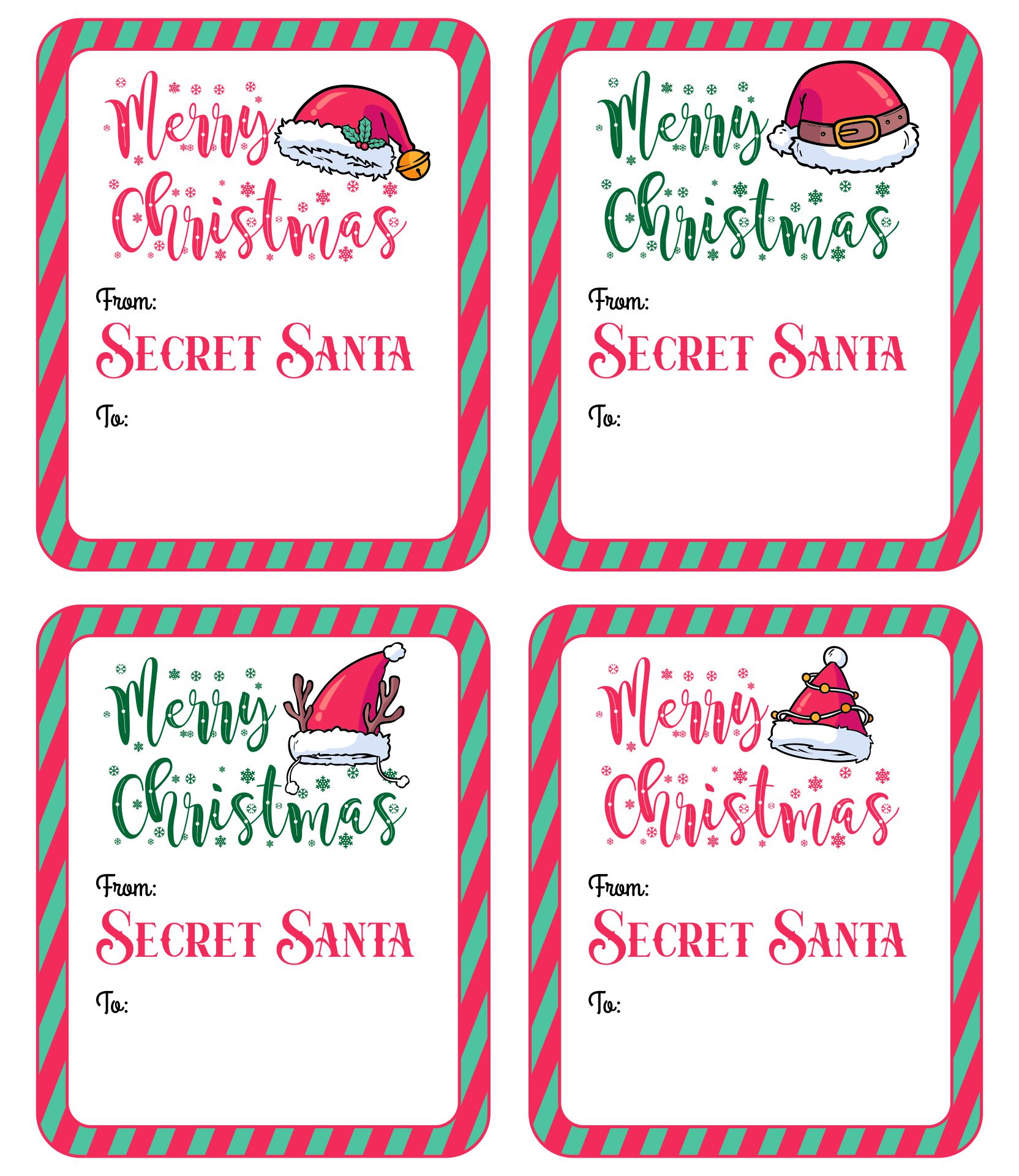 Free Secret Santa Cards Printable