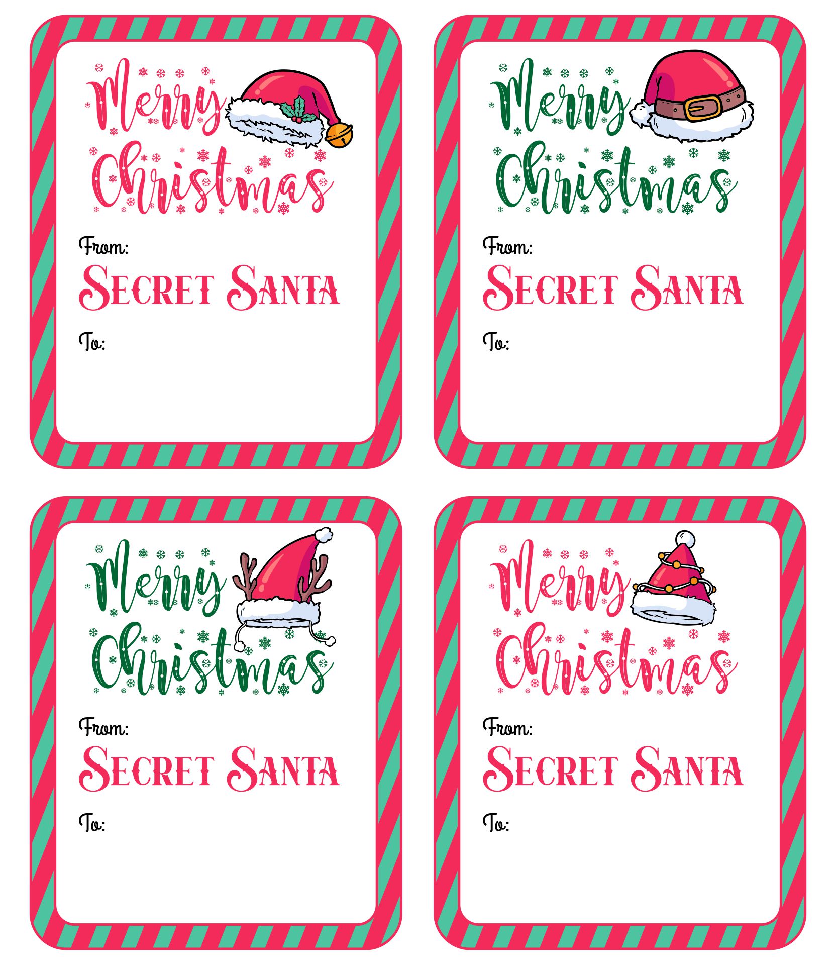 Secret Santa Cards Printable Printable World Holiday