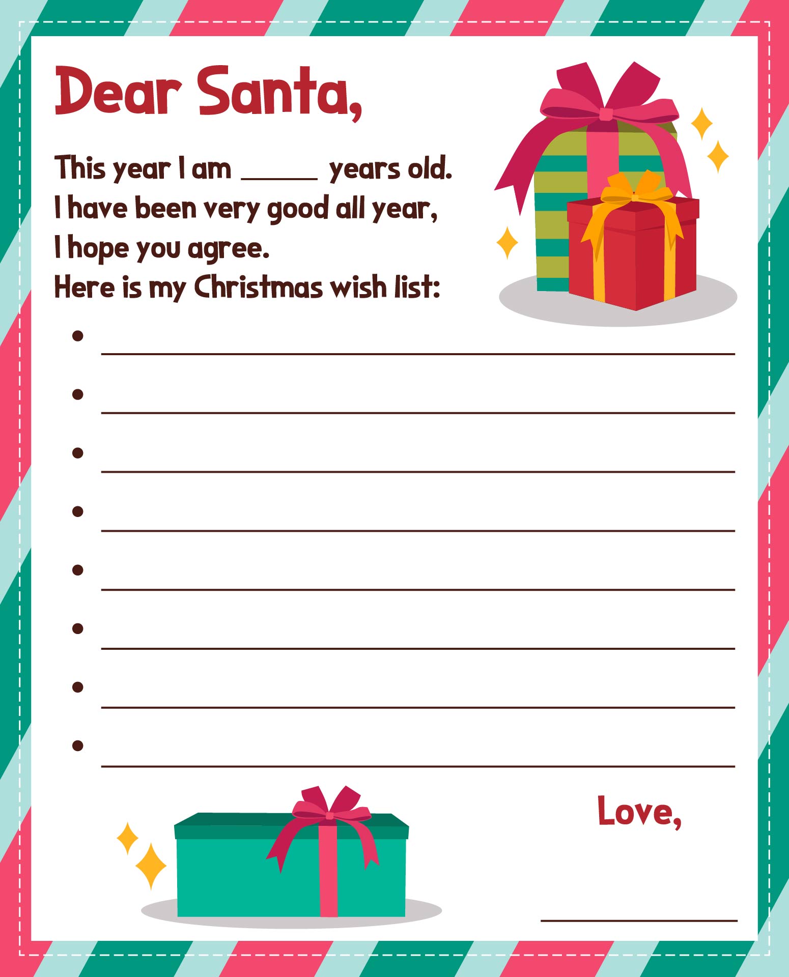 Printable Christmas List for Santa