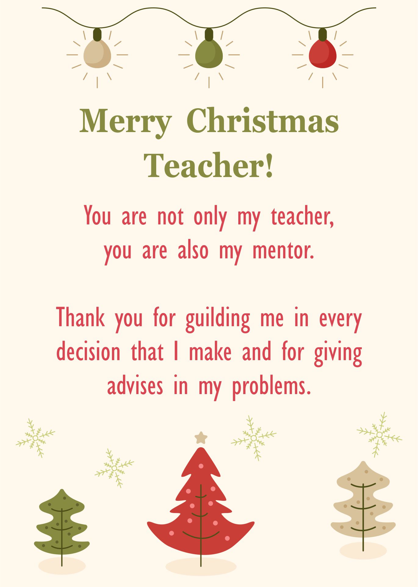 Teacher Christmas Card Sayings