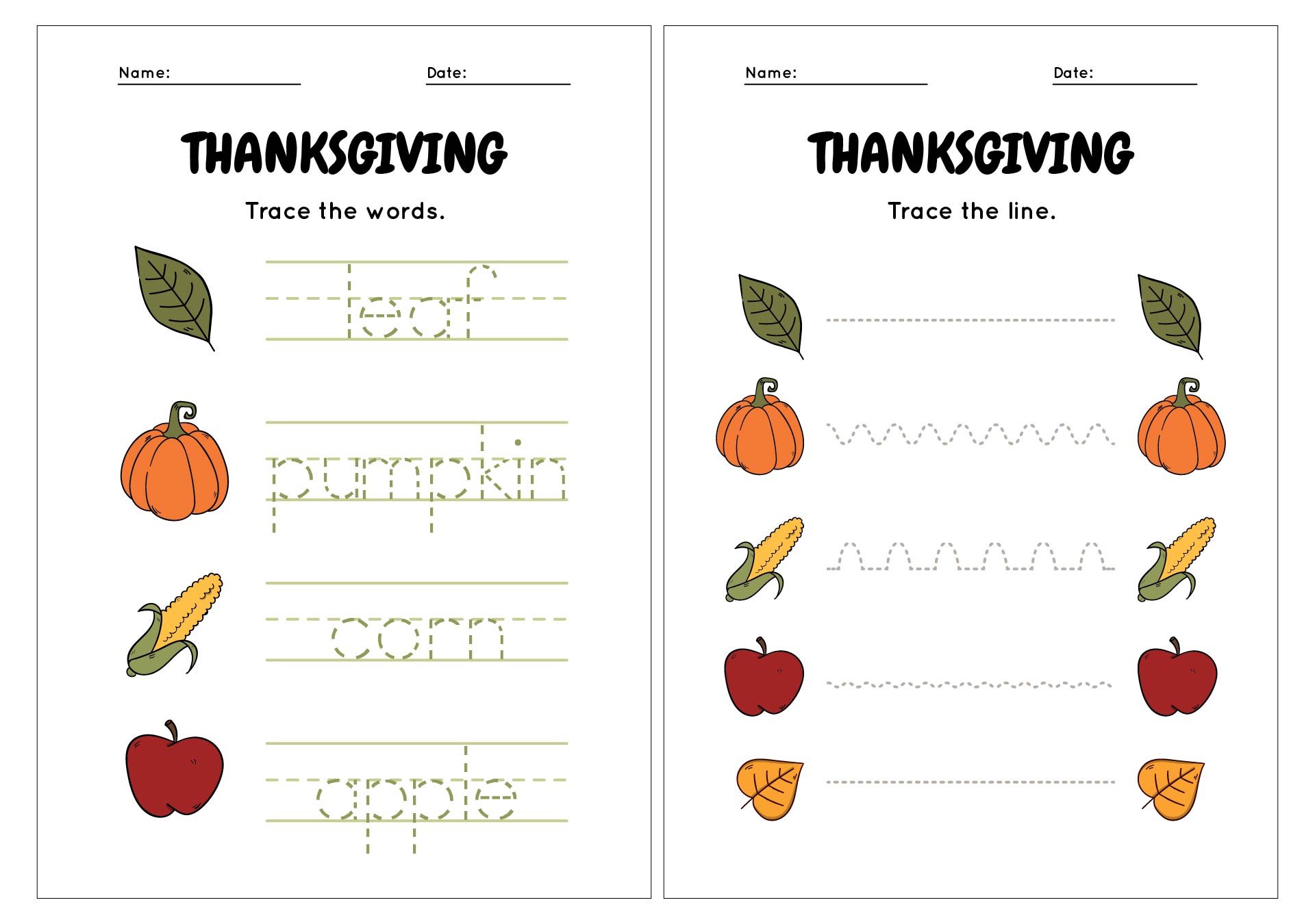  Thanksgiving Printable Pack