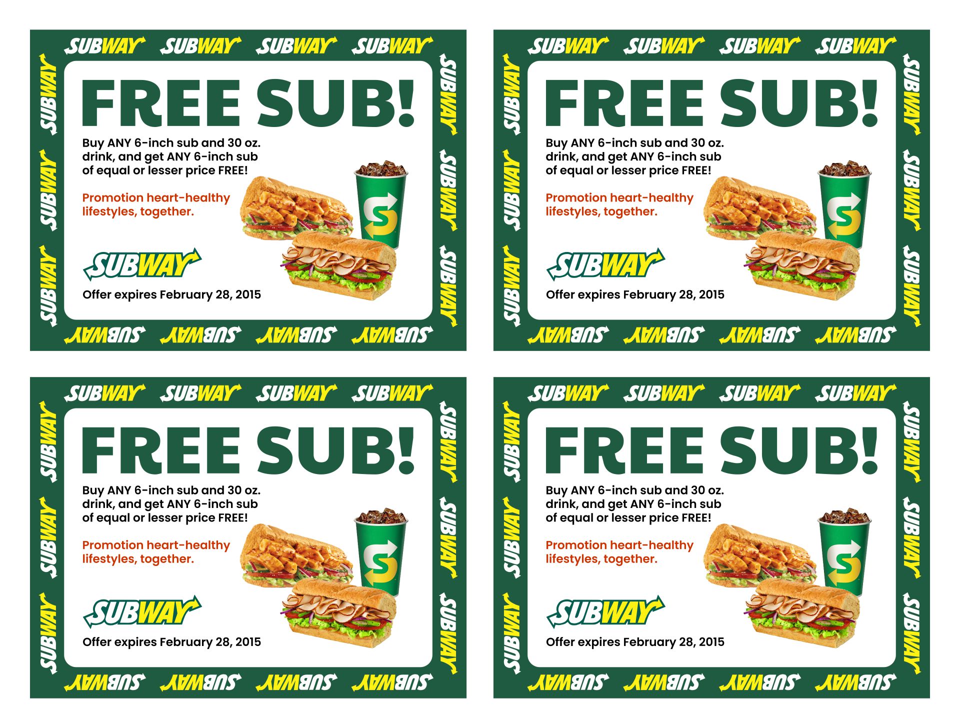 8 Best Printable Subway Menu 2015 Printablee