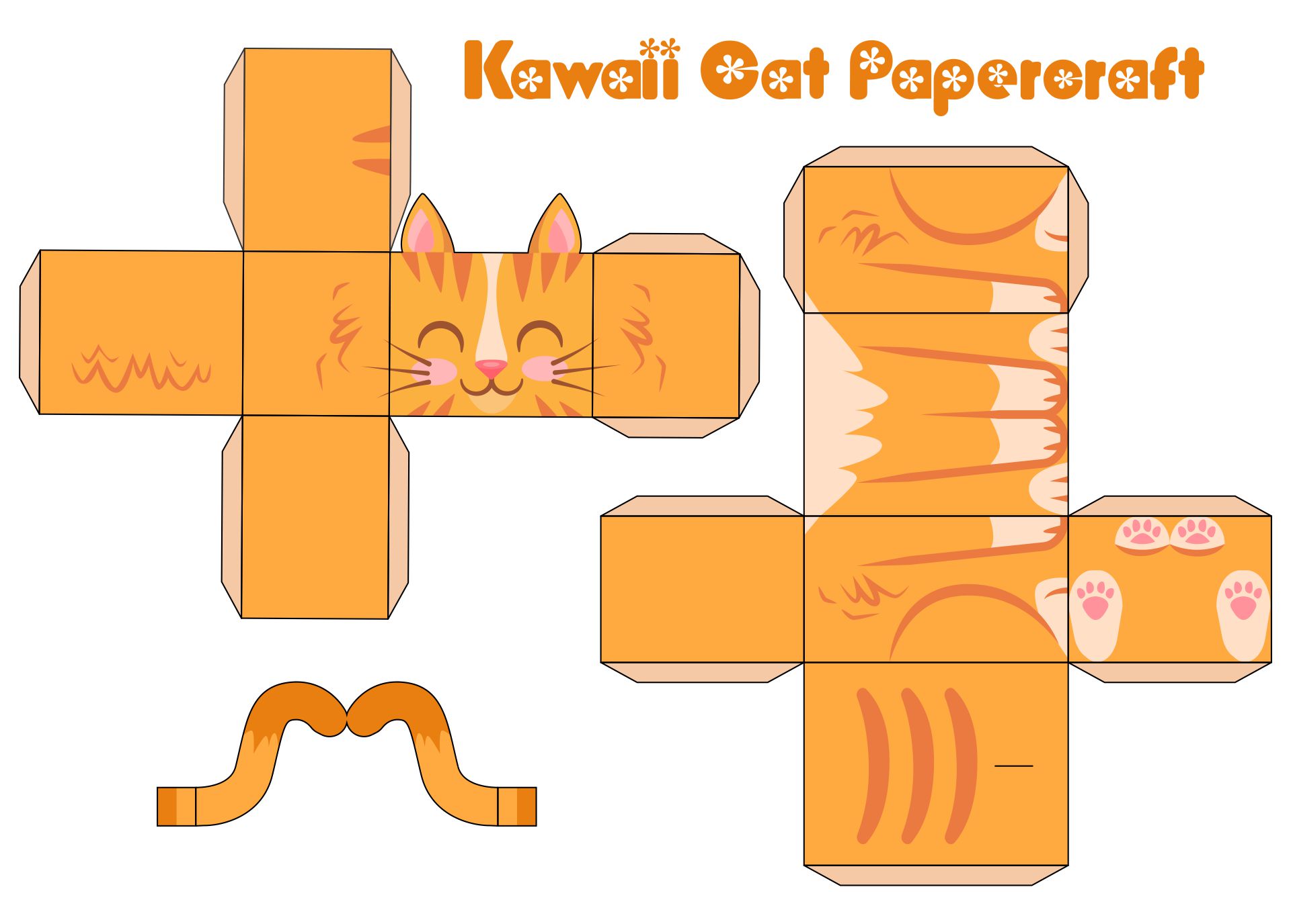 Kawaii Paper Cat Crafts 10 Free PDF Printables Printablee