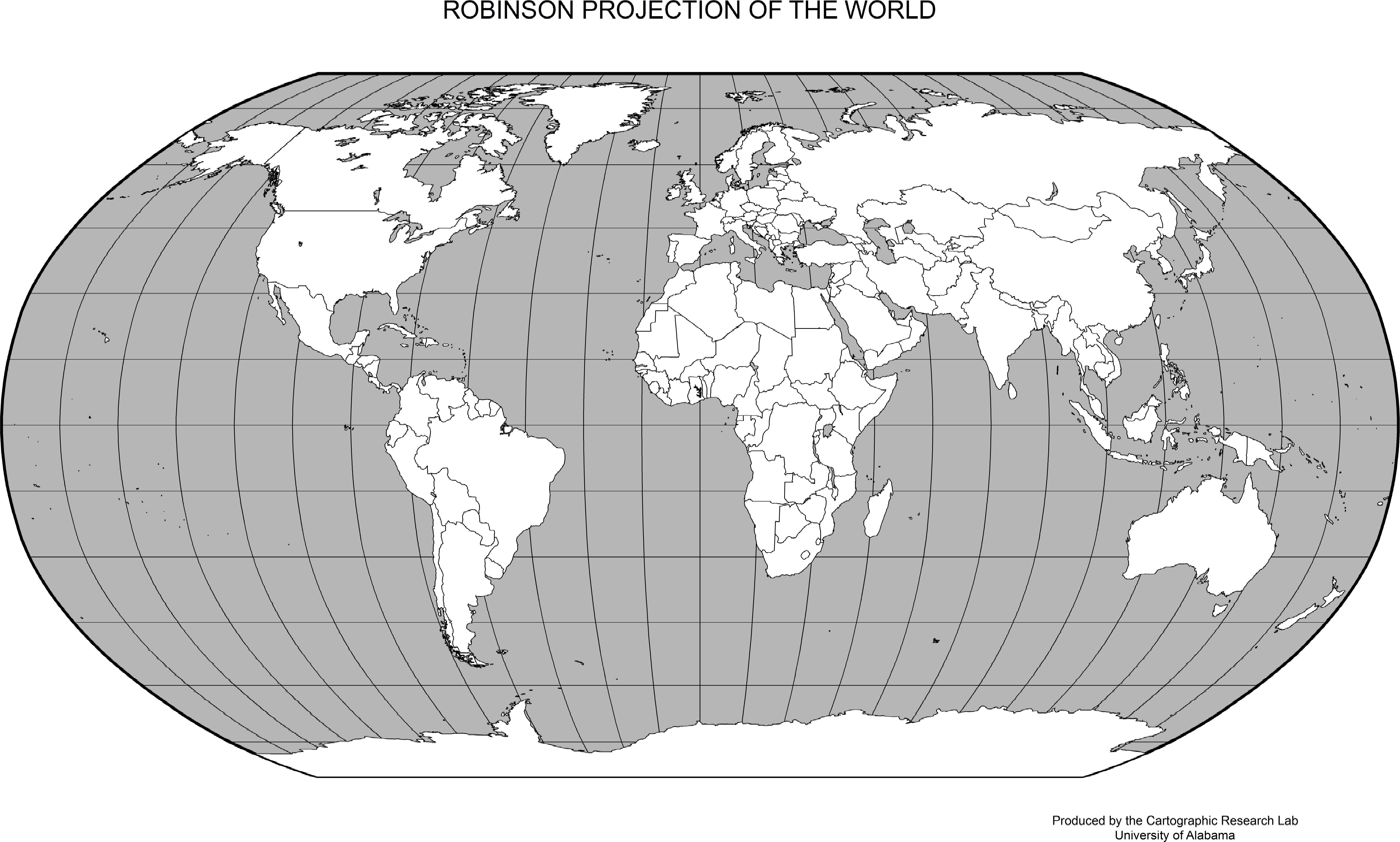 5 Best Images of Printable World Map Robinson Black and