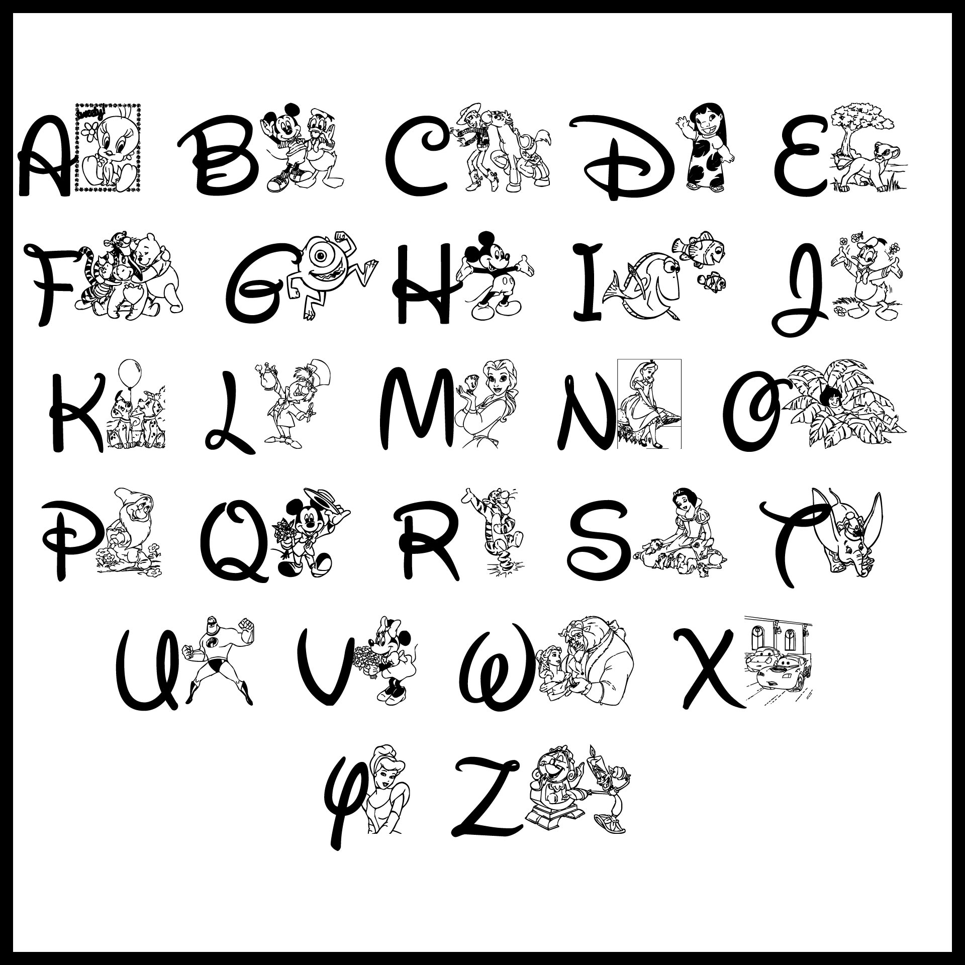 Printable Disney Character Letters