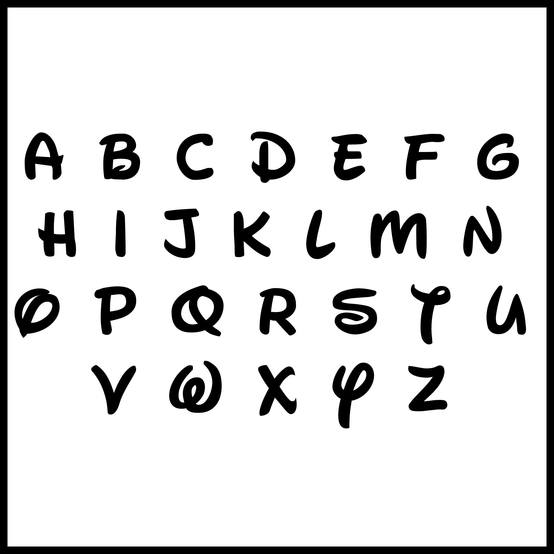 Disney Font Alphabet Letters