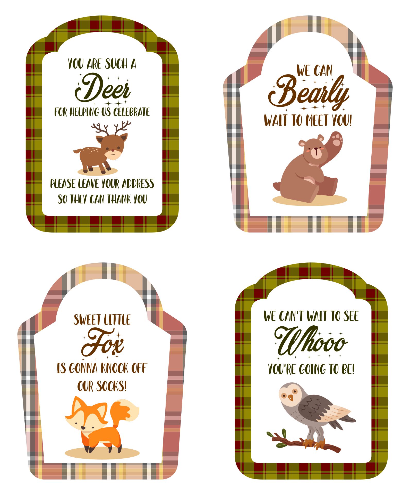 Woodland Animals Baby Shower Printables