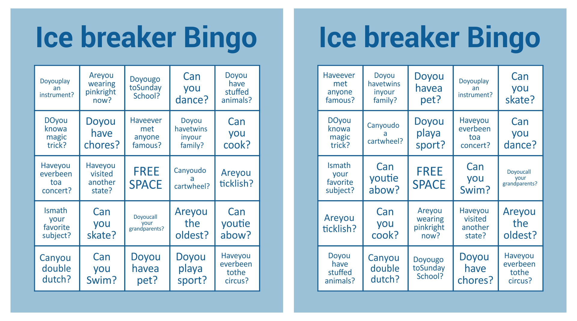 Printable Christmas Bingo Ice Breaker