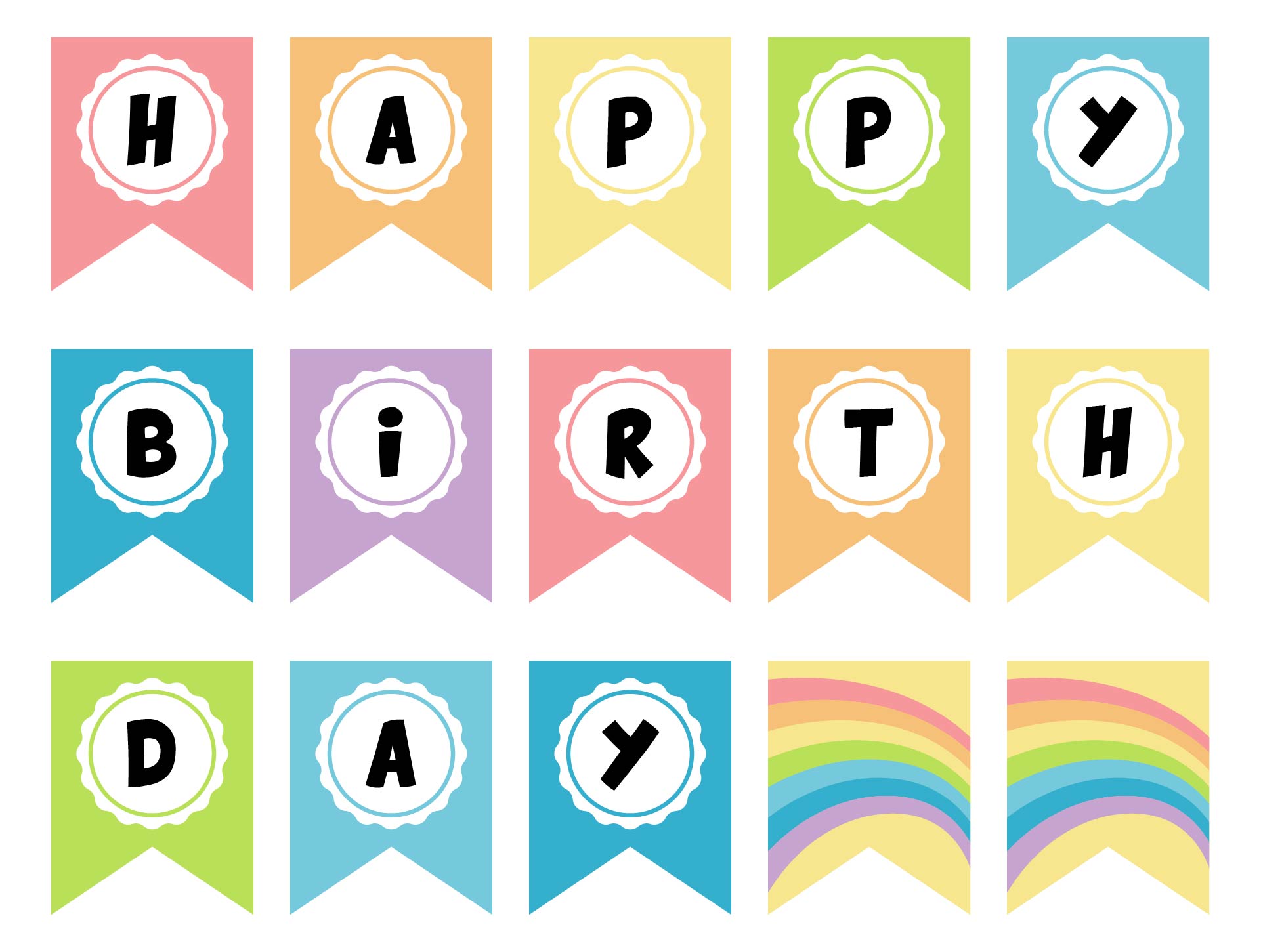 Rainbow Happy Birthday Banner Printable