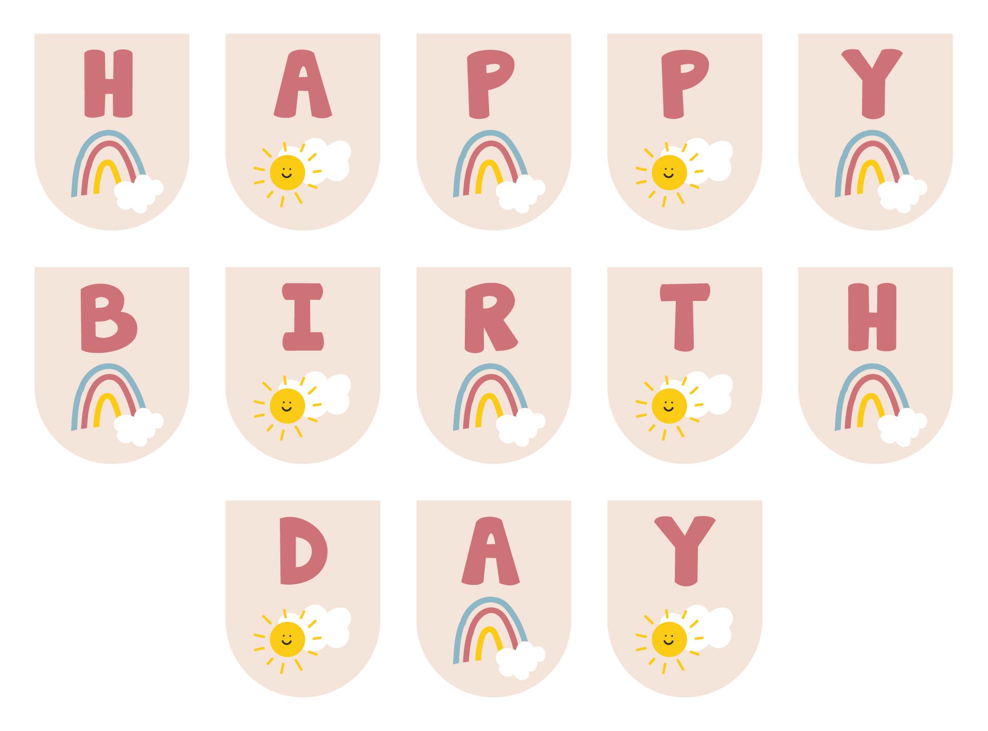 Rainbow Happy Birthday Banner Printable
