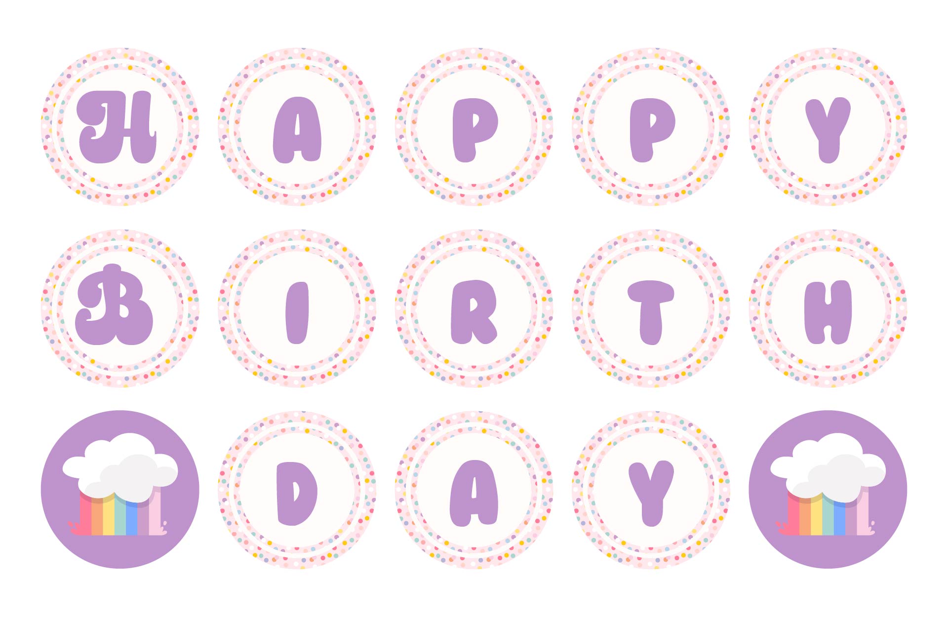 10 Best Printable Circle Banner Happy Birthday Rainbow Printablee