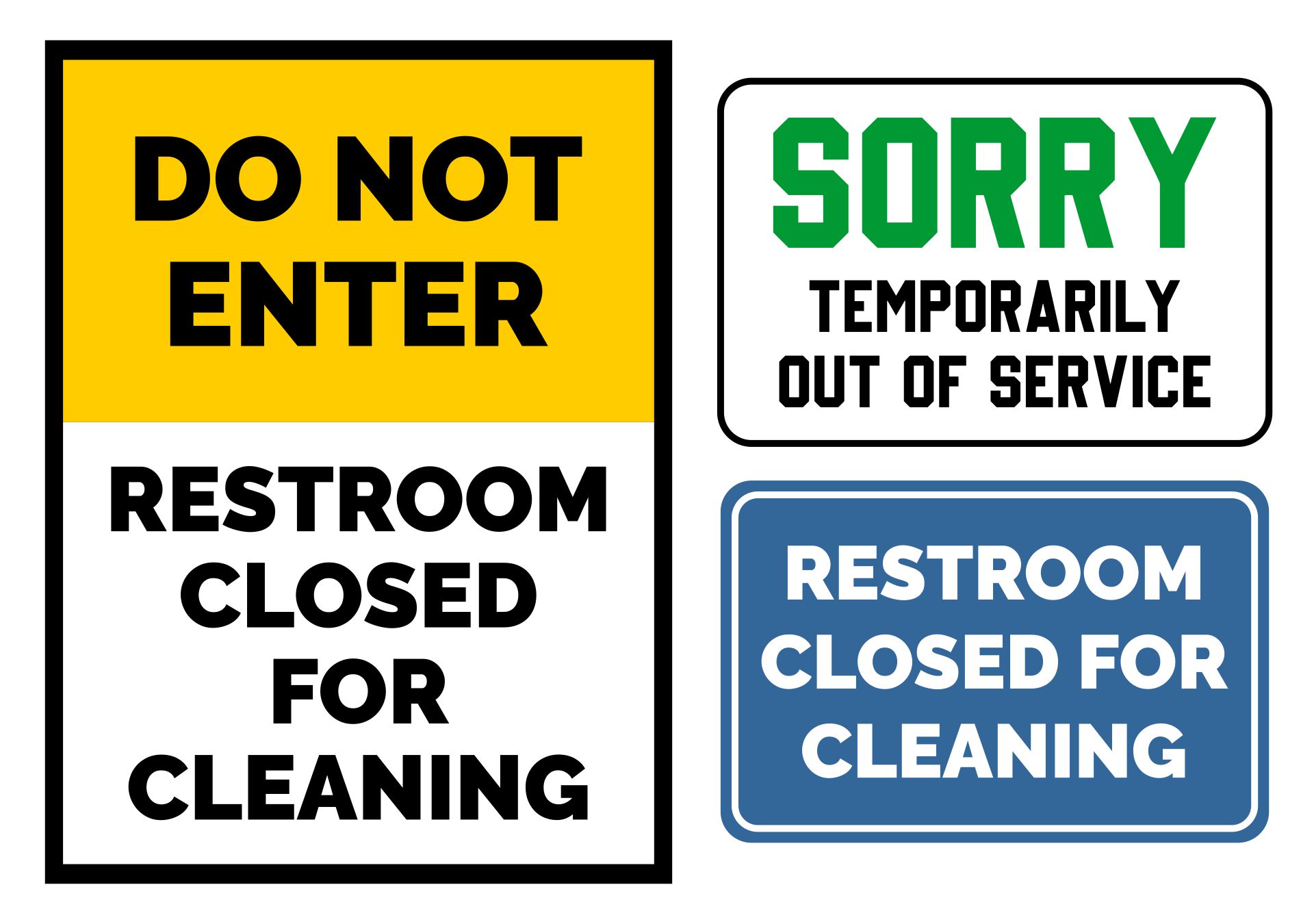 Restrooms Closed Printable Signs