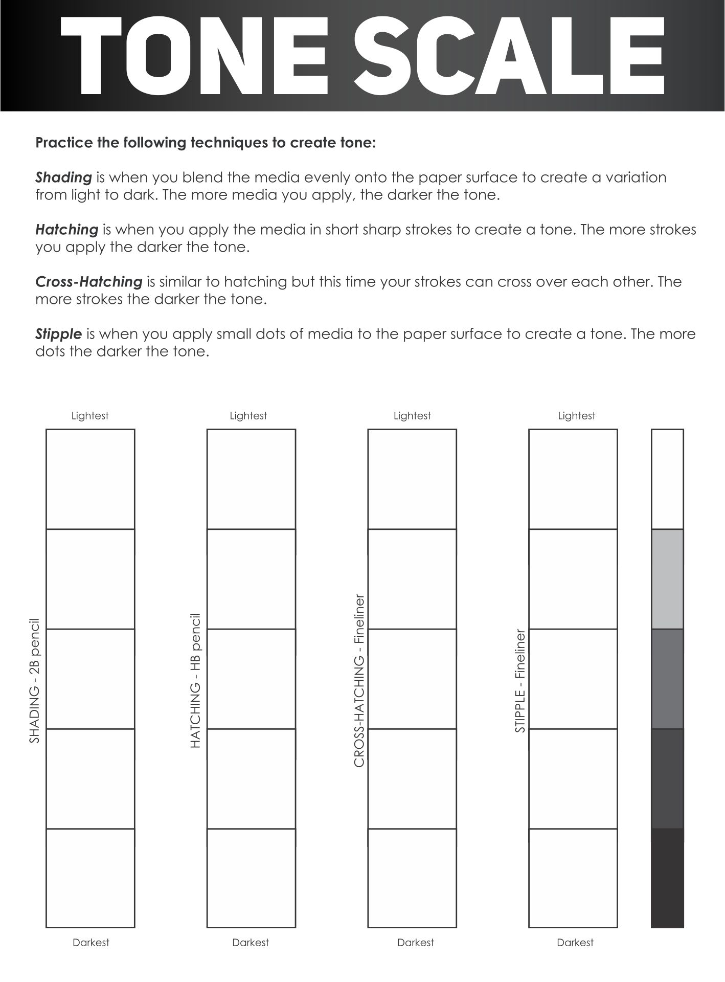 Value Scale Worksheet Printable