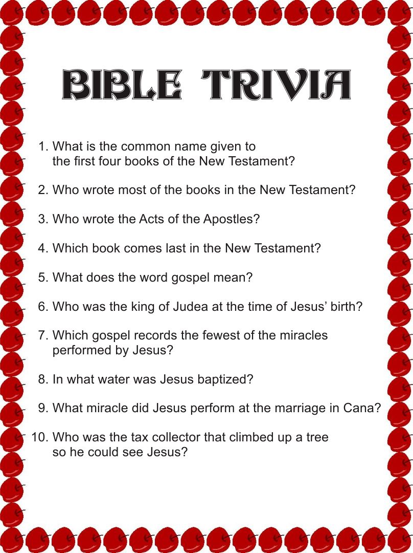 Free Printable Bible Trivia Games For Youth