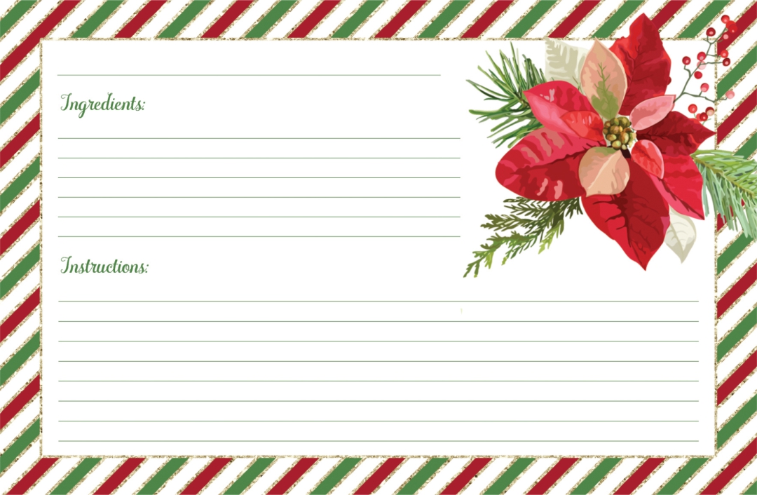 Blank Christmas Recipe Card