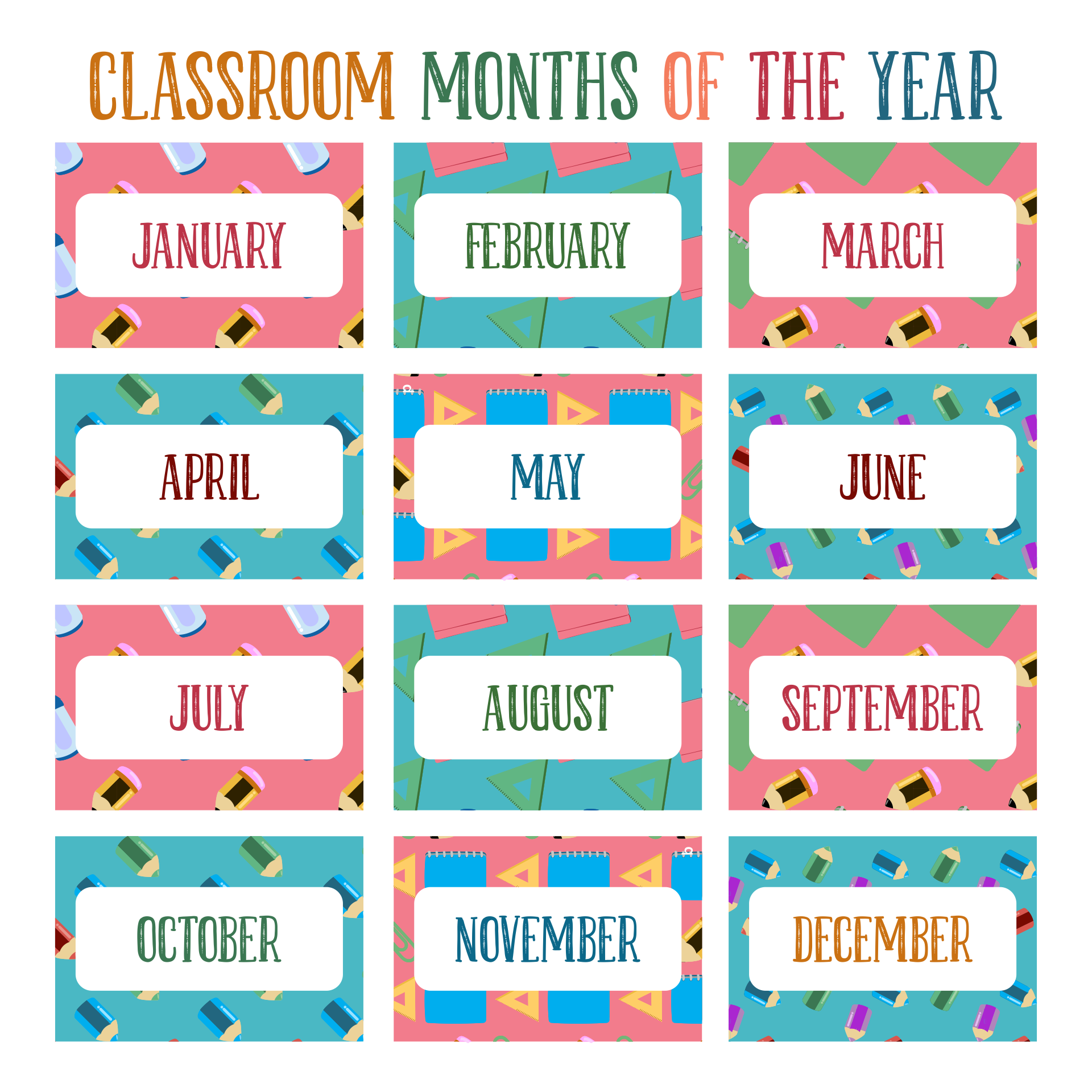Classroom Months of the Year Printables