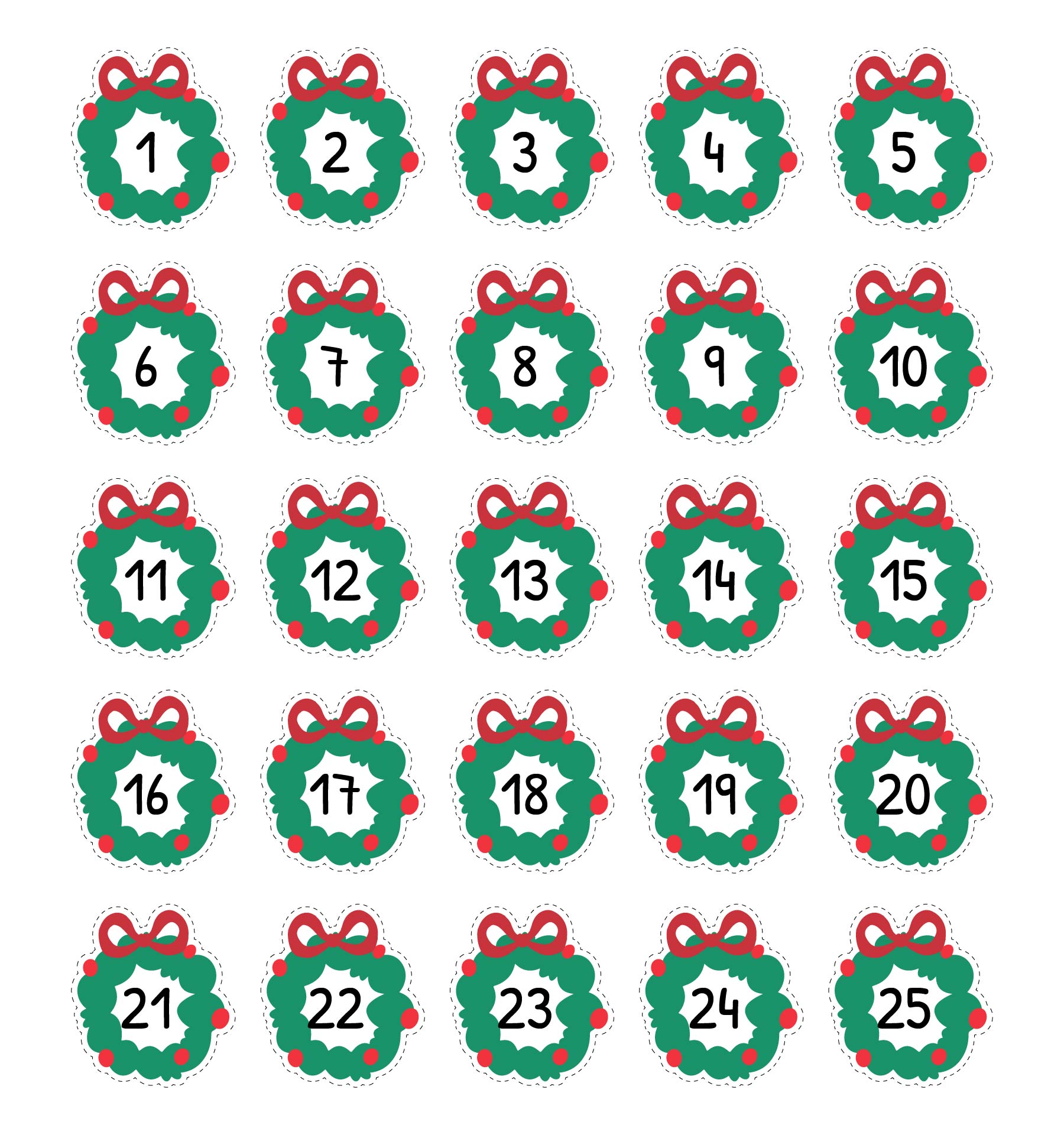 Christmas Printable Number Tags