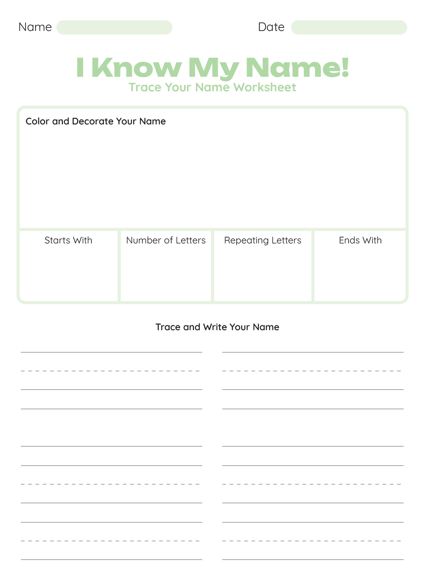  Printable Name Tracing Templates