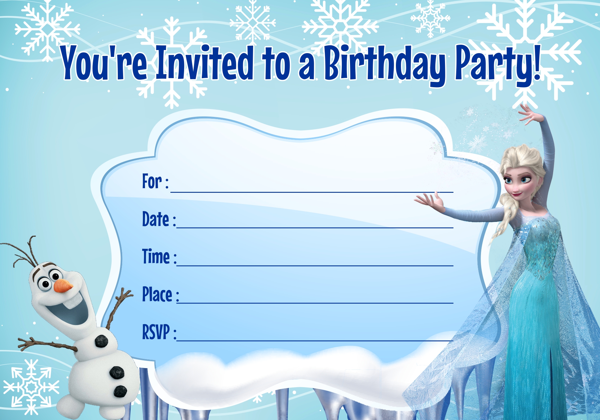 Frozen Birthday Invitations Printable Template