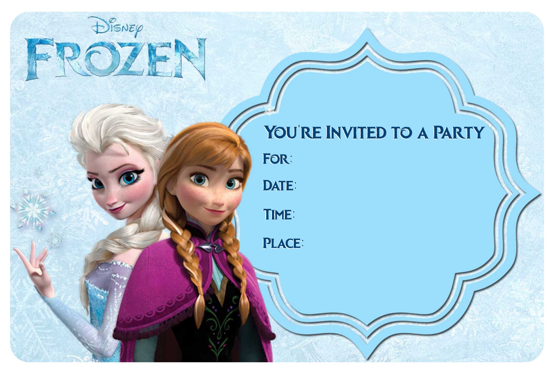Frozen Birthday Invitations Editable Printable