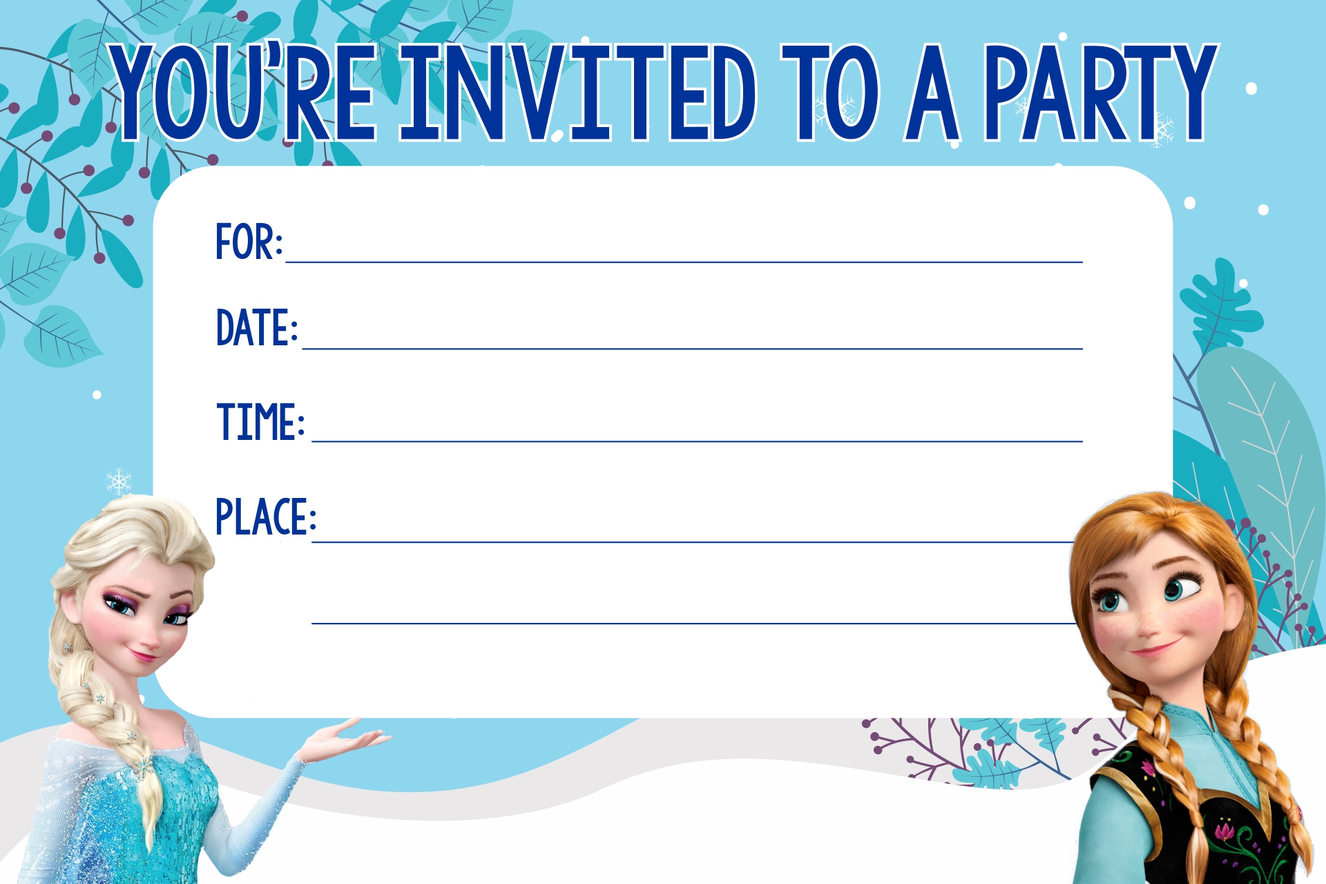 24 Best Frozen Birthday Invitations Editable Printable Within Frozen Birthday Card Template