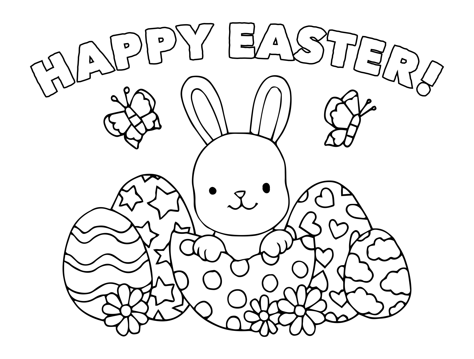 Happy Easter Coloring Page