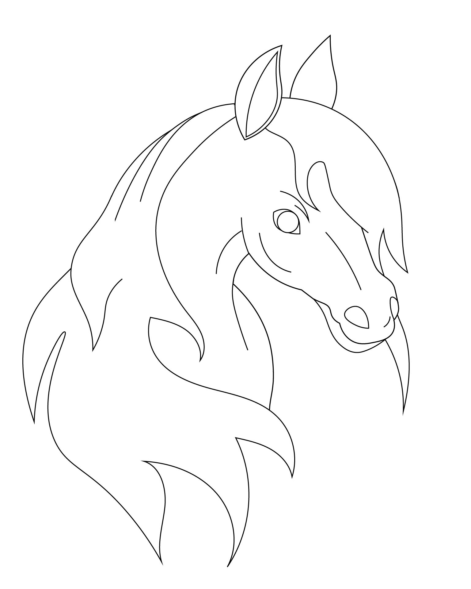 Horse Head Coloring Template