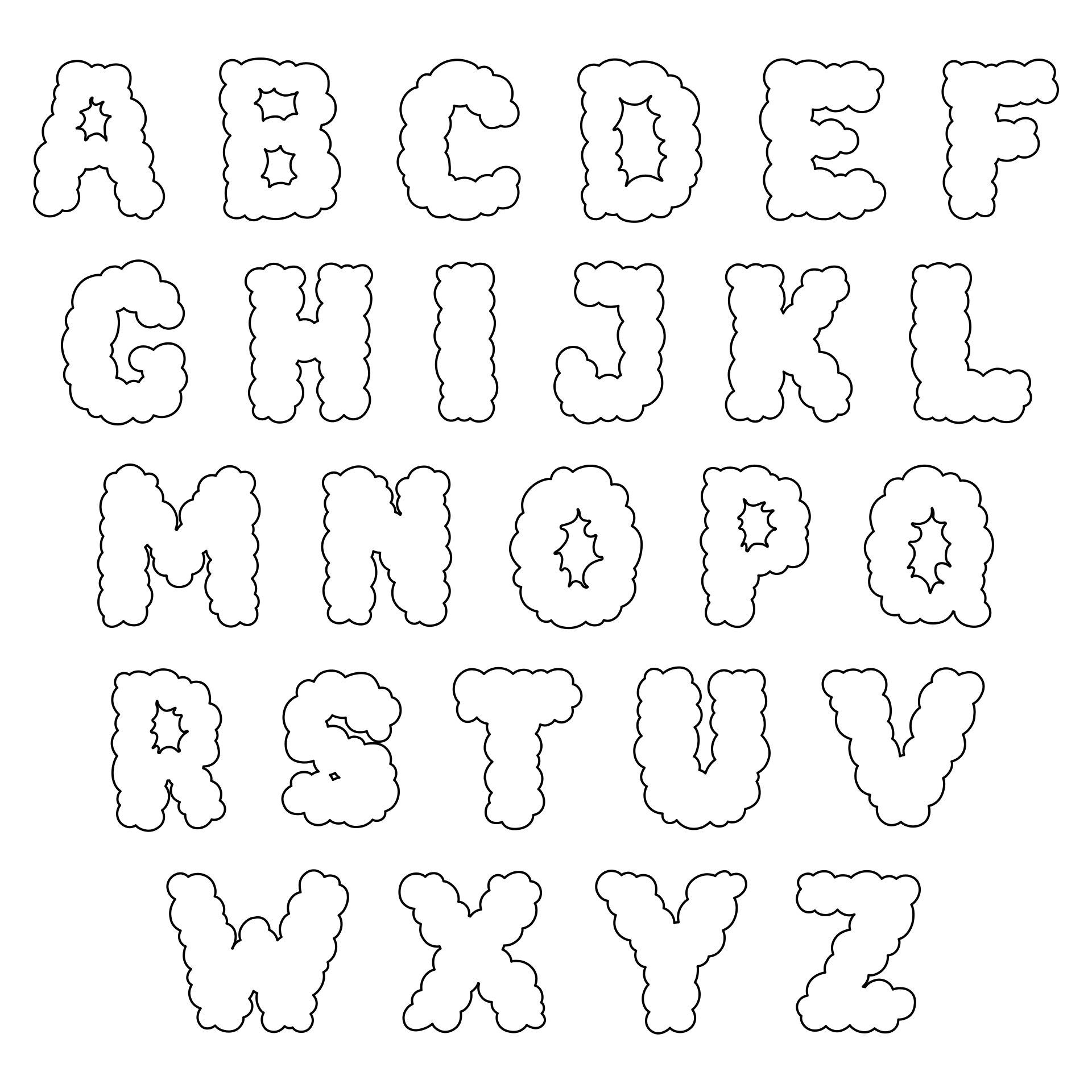 Large Printable Bubble Letters