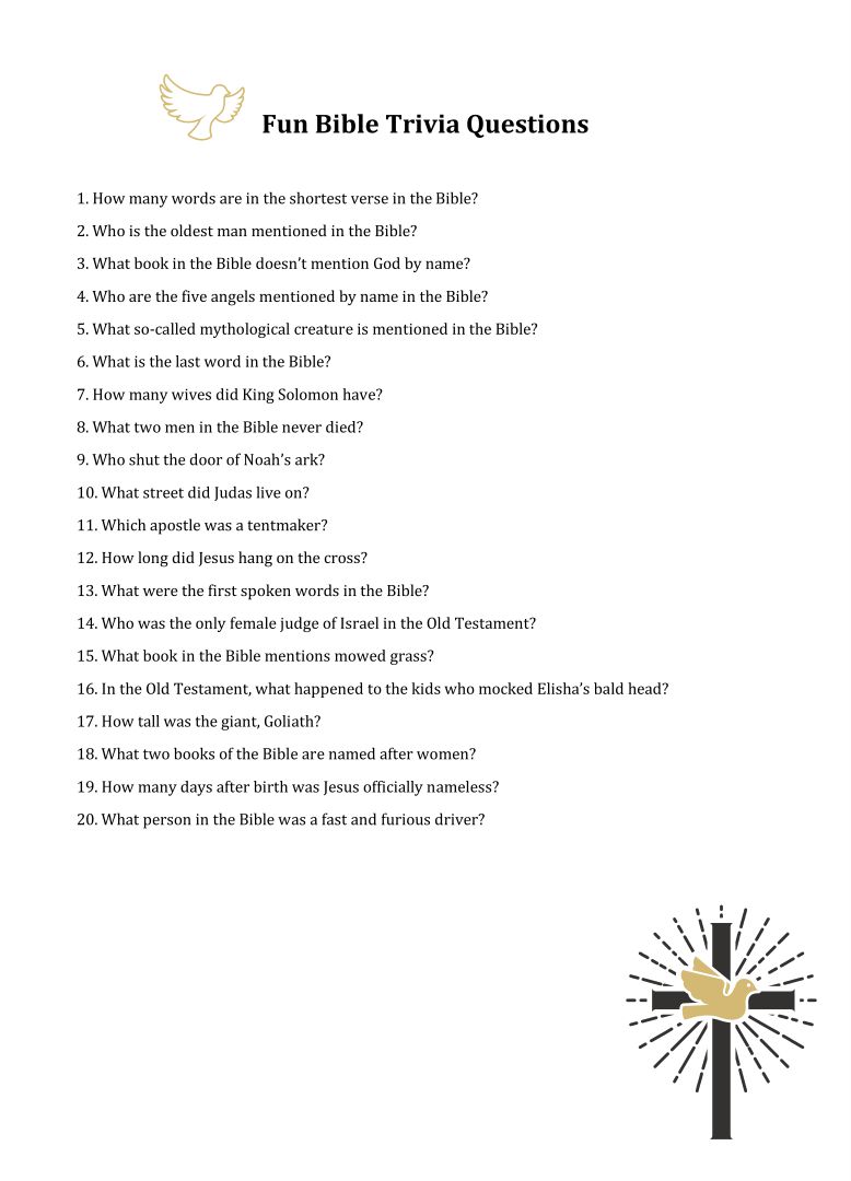 Fun Bible Trivia Questions And Answers