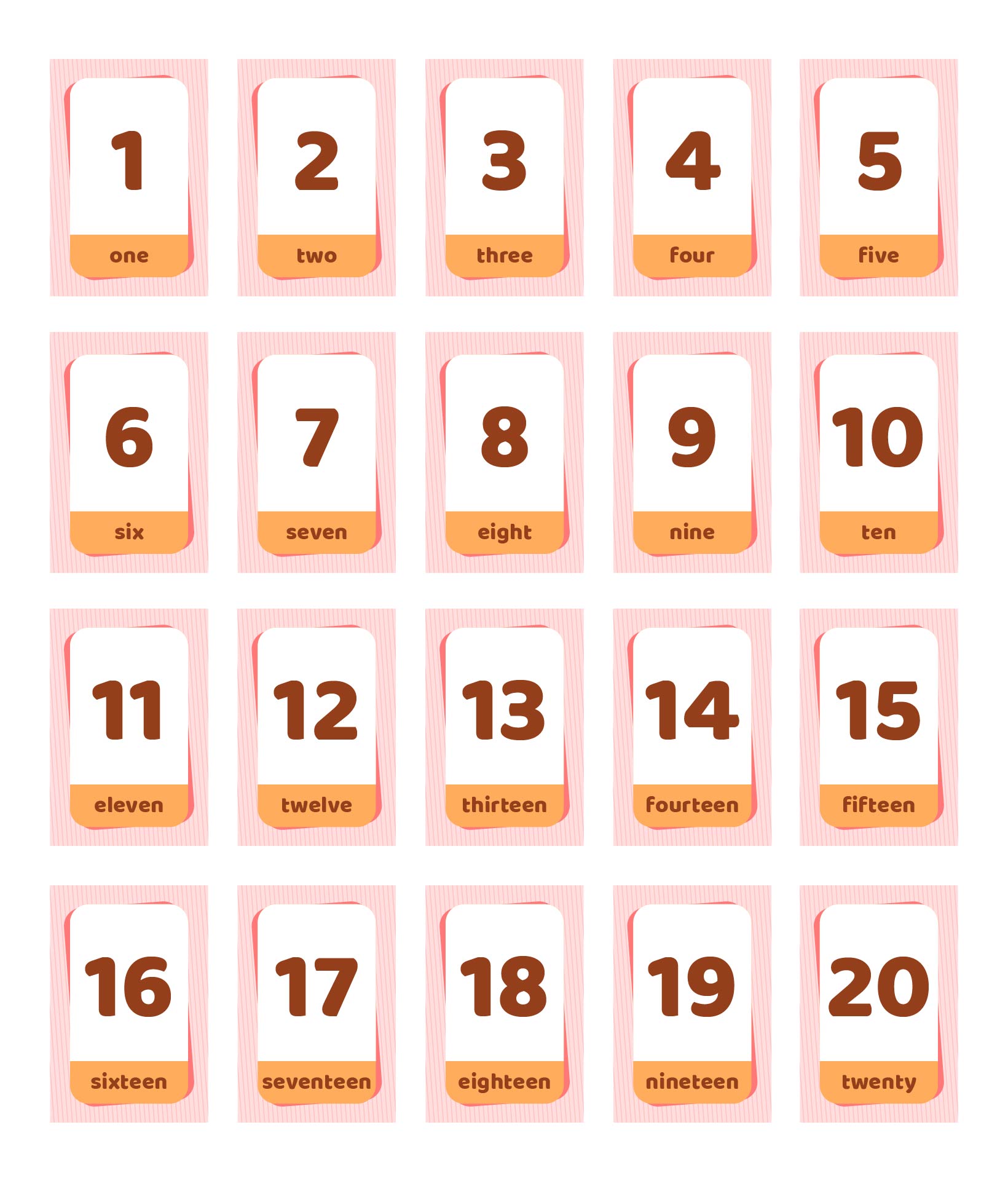 Large Printable Number Cards 1 20