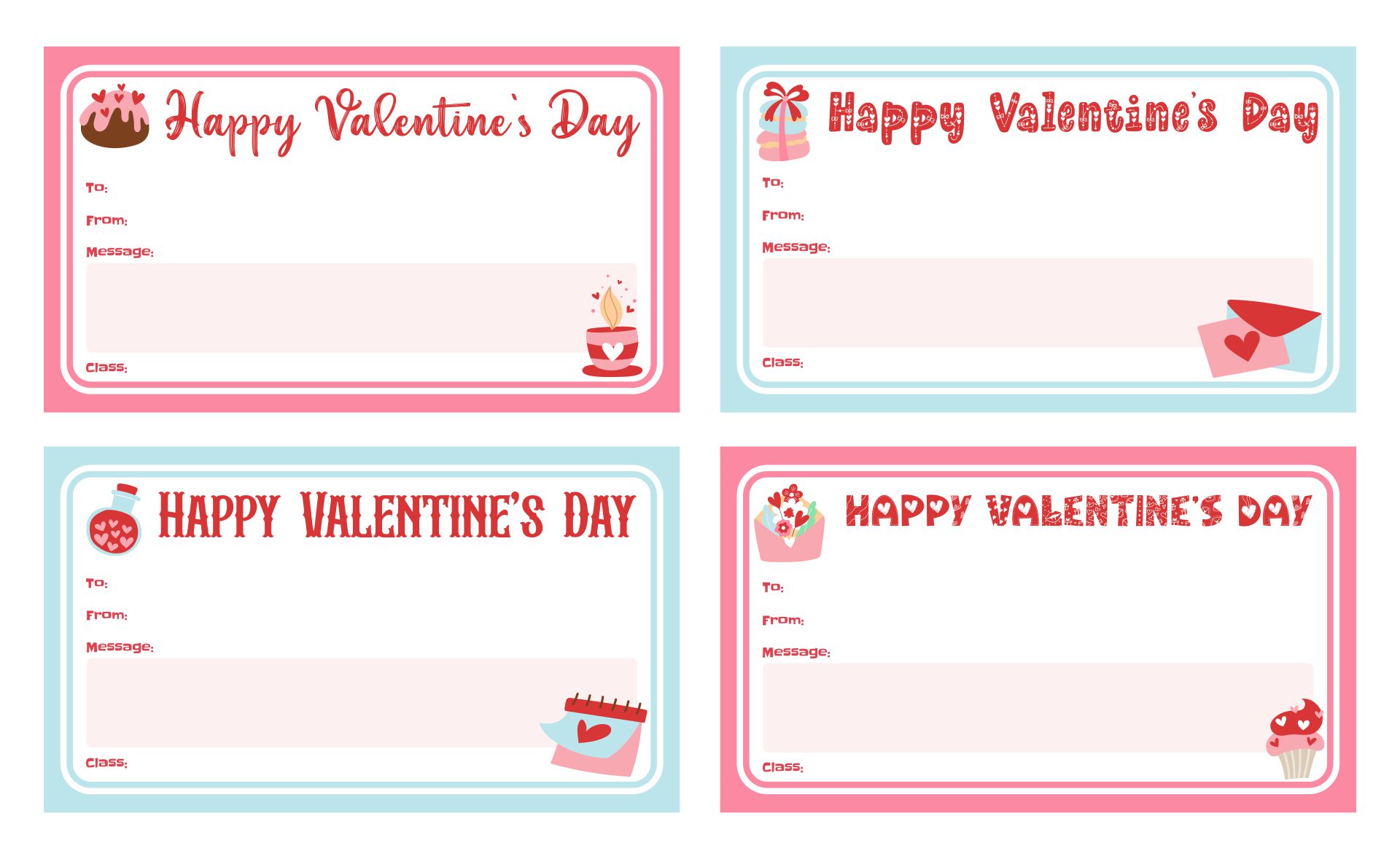 Printable Valentines Day Candy Grams