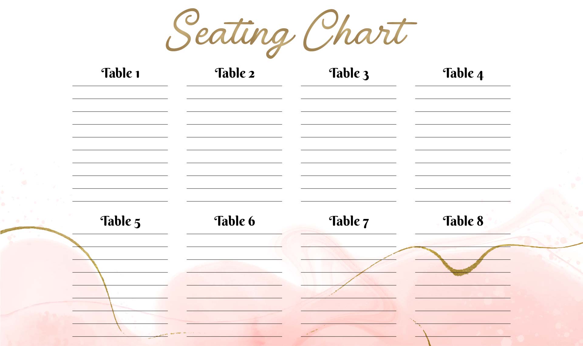 Printable Blank Wedding Seating Charts