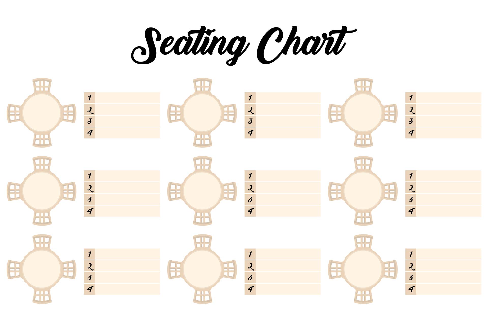 Wedding Table Seating Chart Template