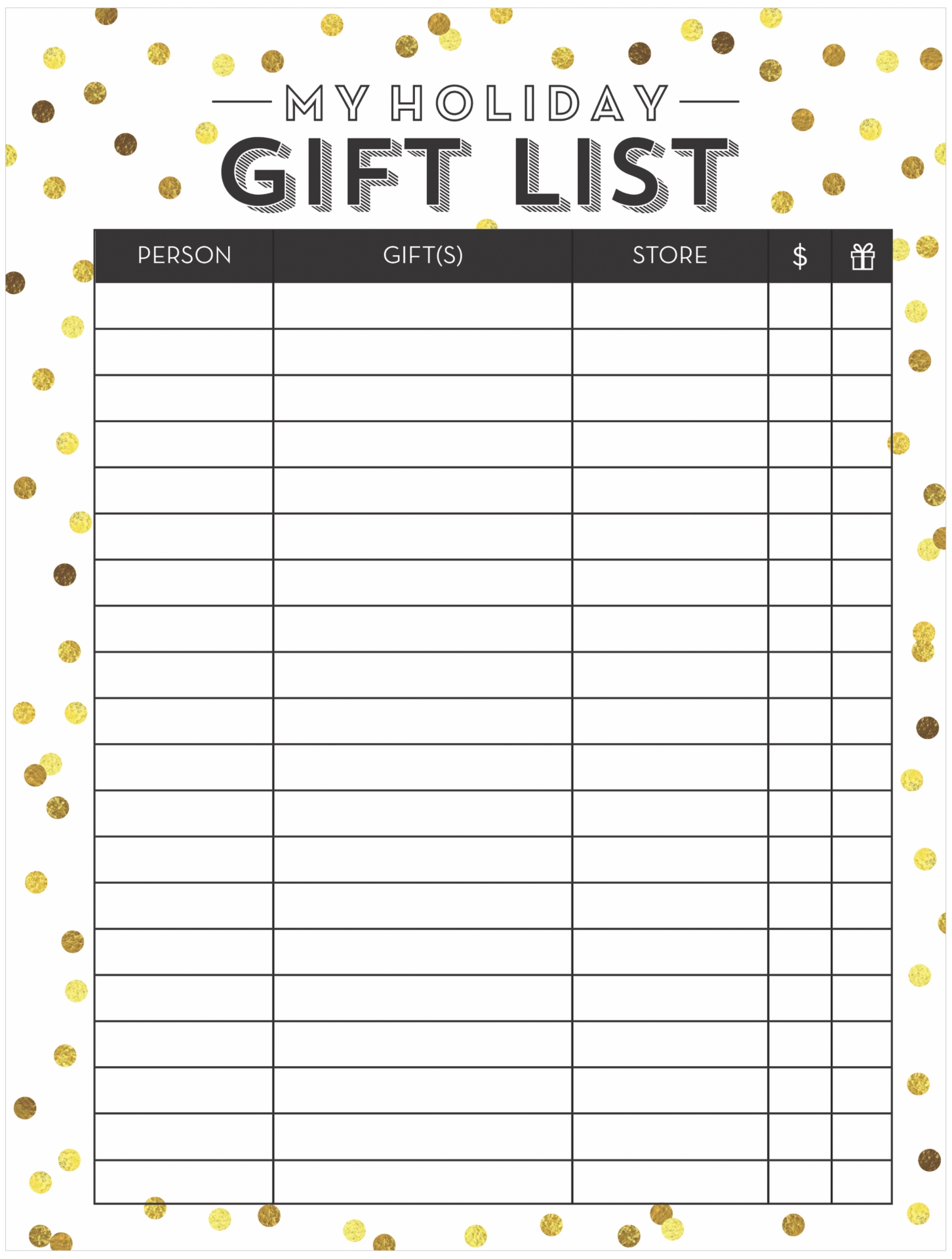  Printable Christmas Gift List Template