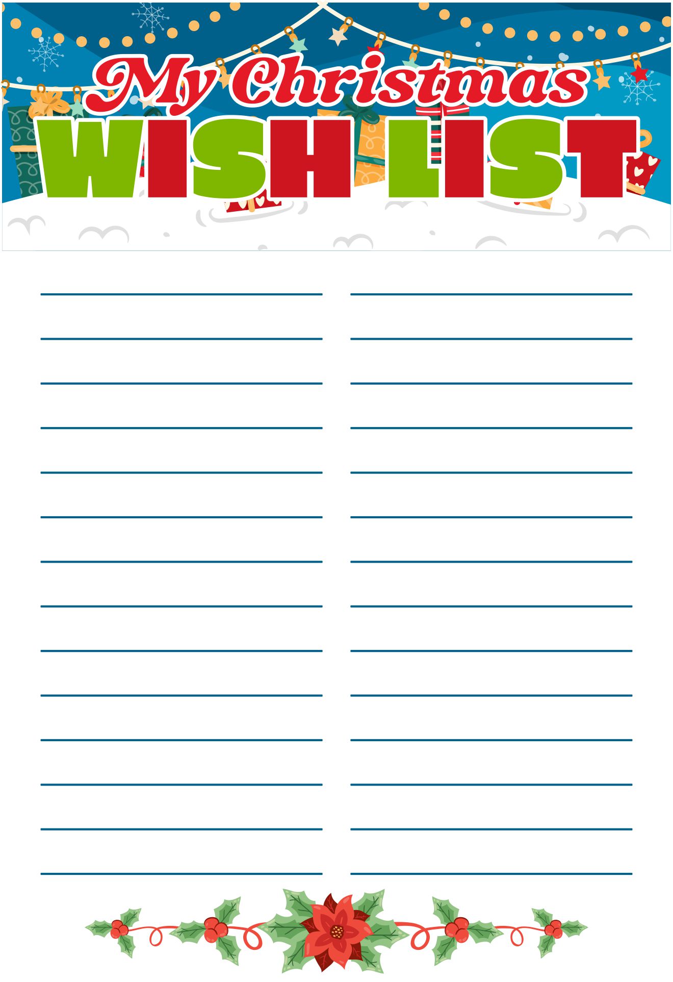 Christmas Wish List  Printable Templates