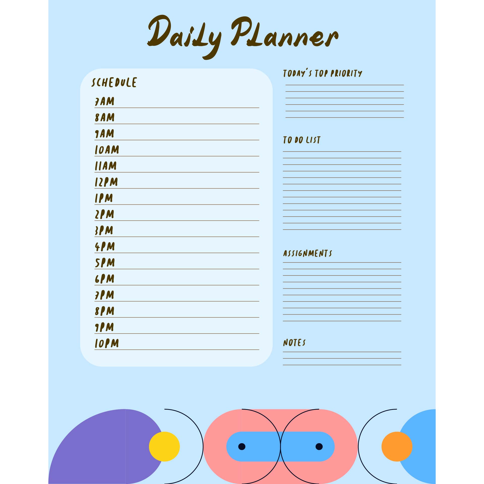  Printable Daily Planner Calendar Template