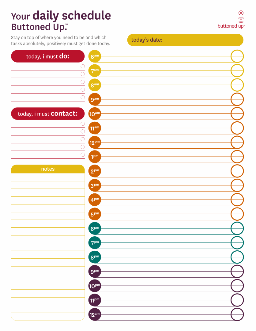 free printable daily schedule chart