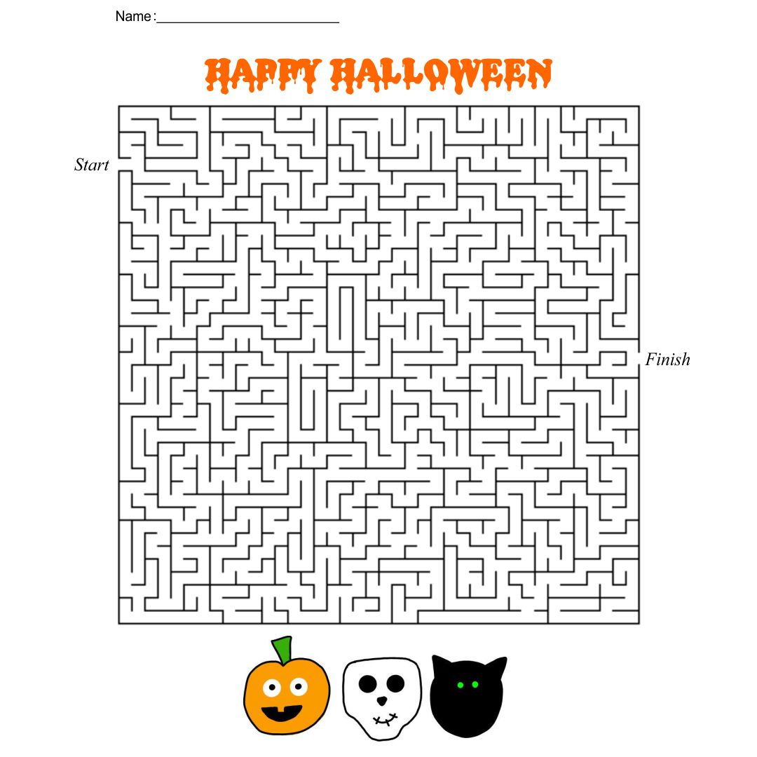 Printable Halloween Mazes and Puzzles