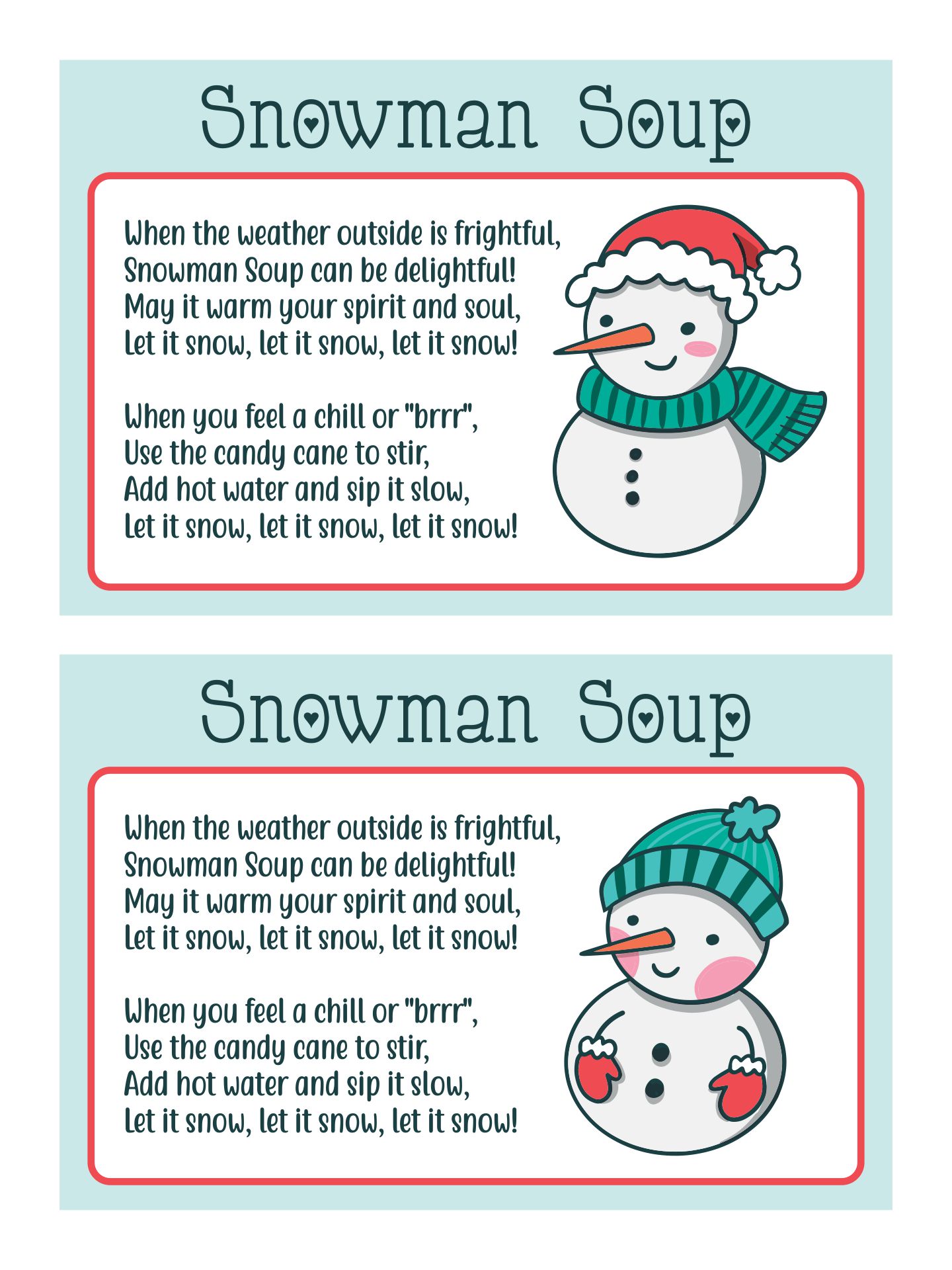 6 Best Free Printable Snowman Soup Labels