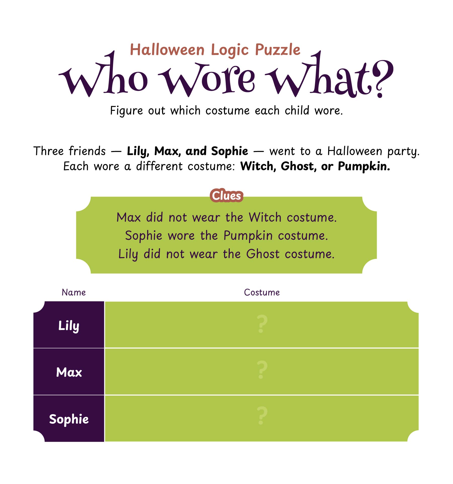 15 Best Halloween Logic Puzzles Printable Printablee