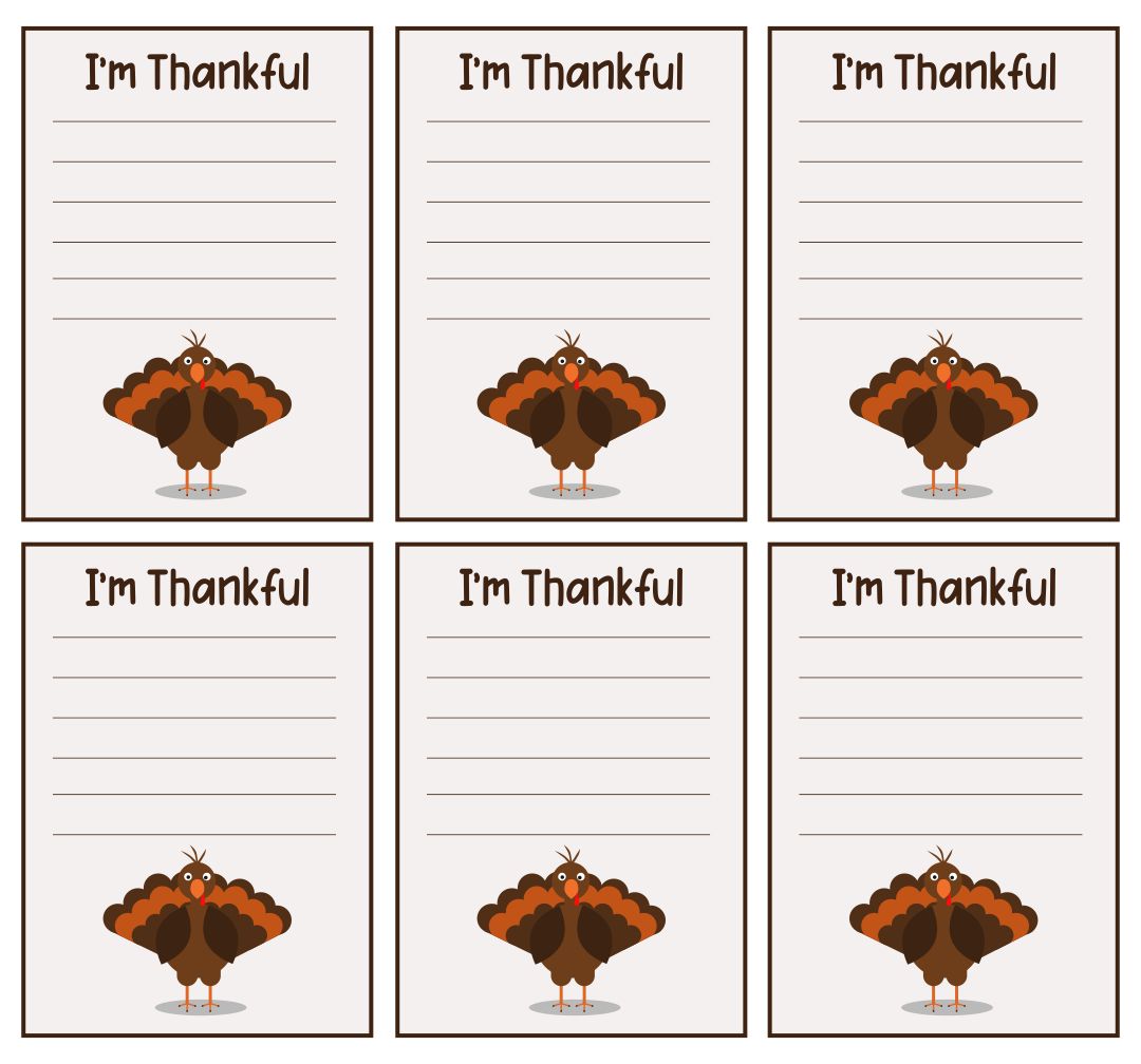 I AM Thankful Thanksgiving Card Printable