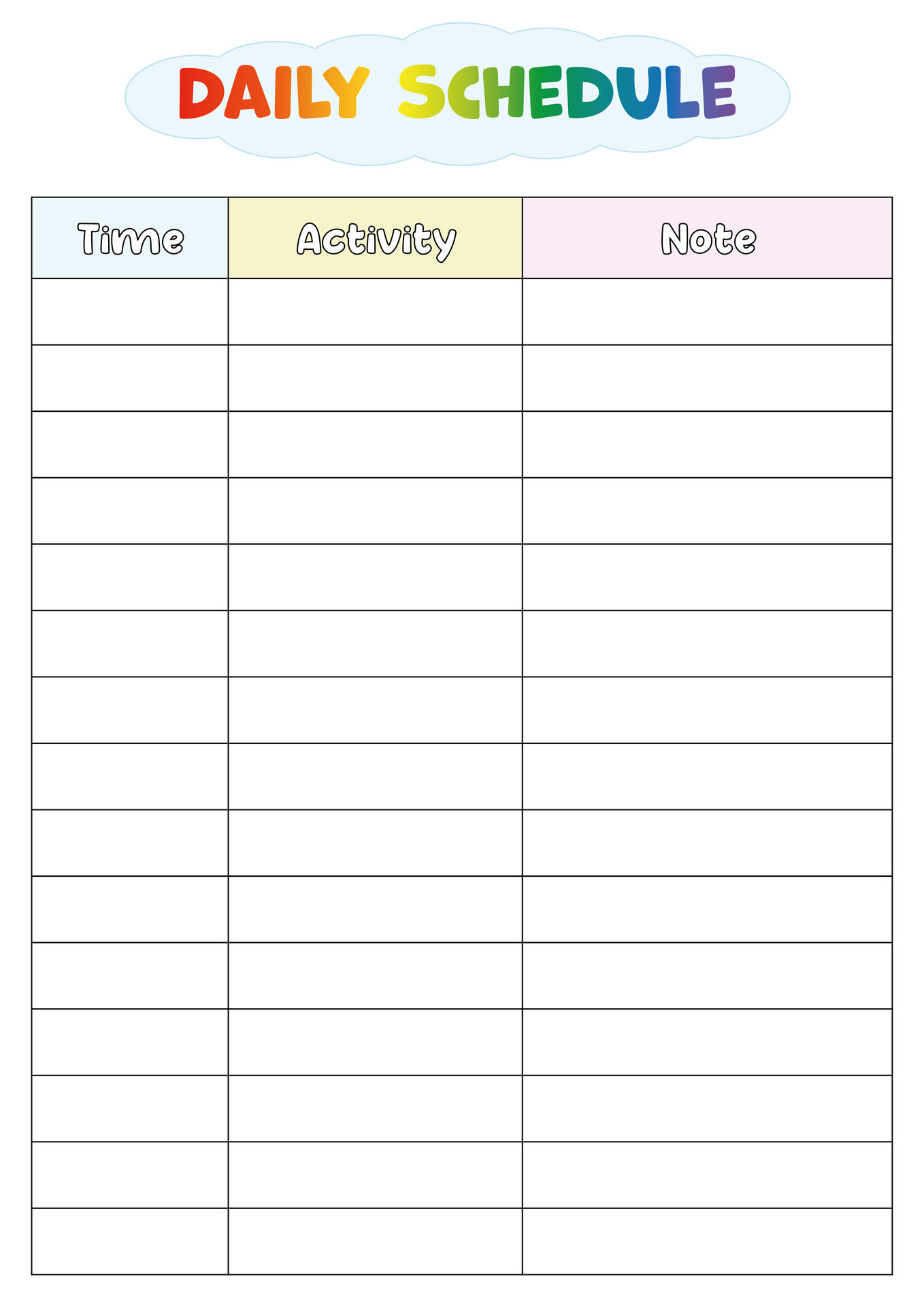 Printable Daily Schedule For Kids Spacefiln
