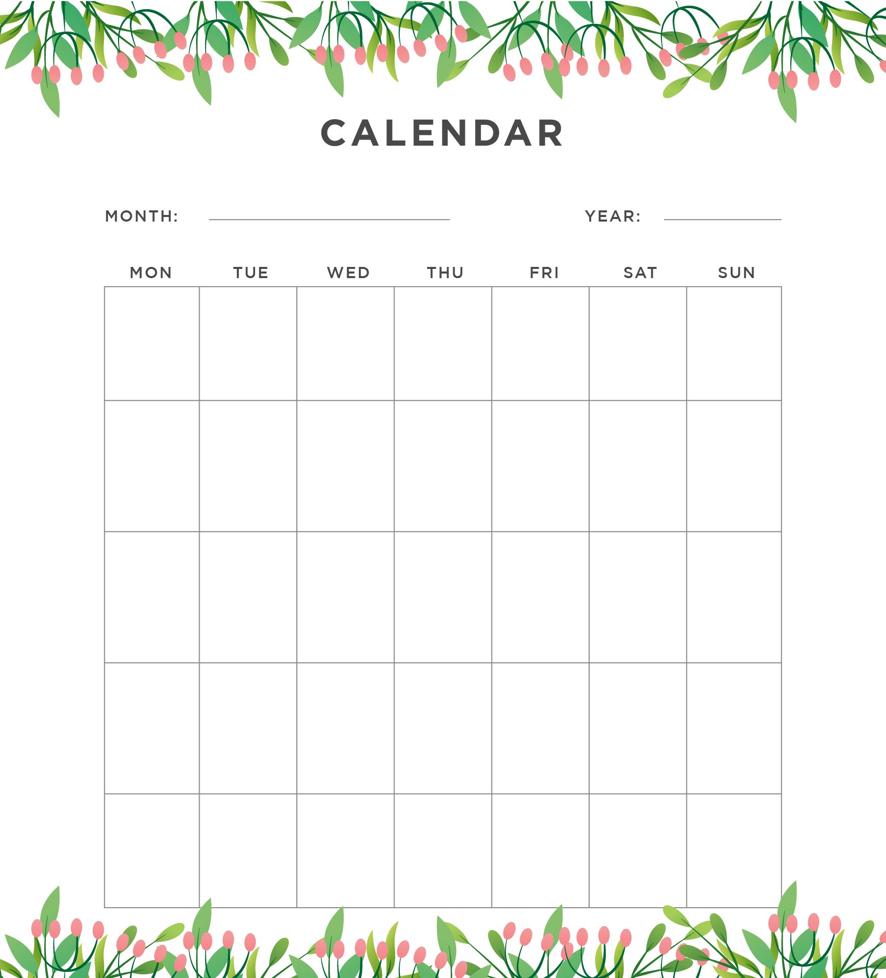 Monthly Calendar Month