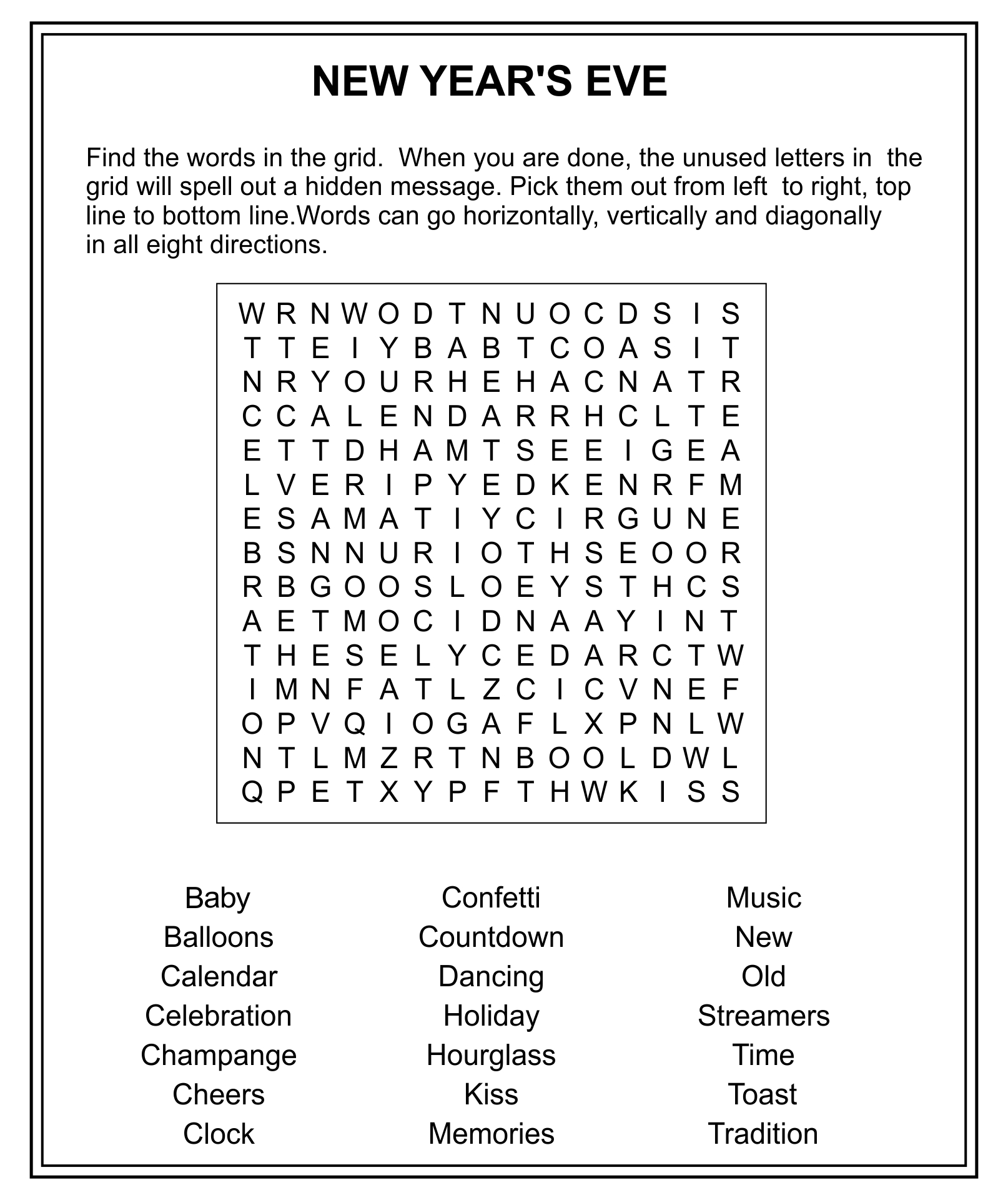  New Years Printable Word Search Games