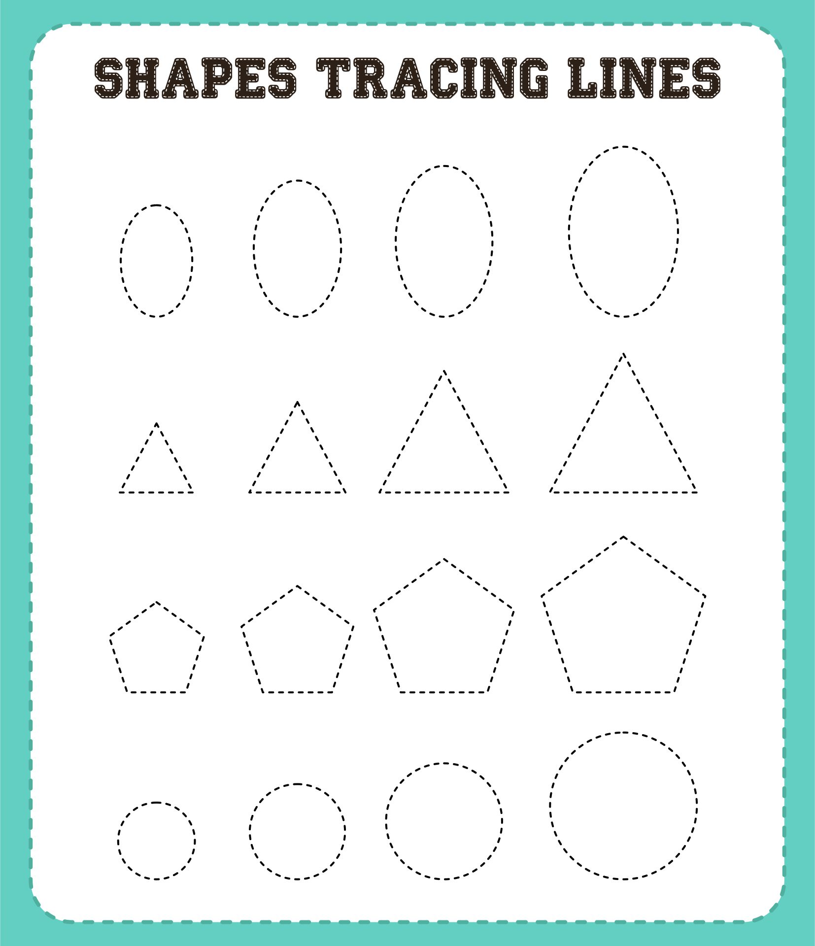 Preschool Shapes Tracing Lines Worksheets
