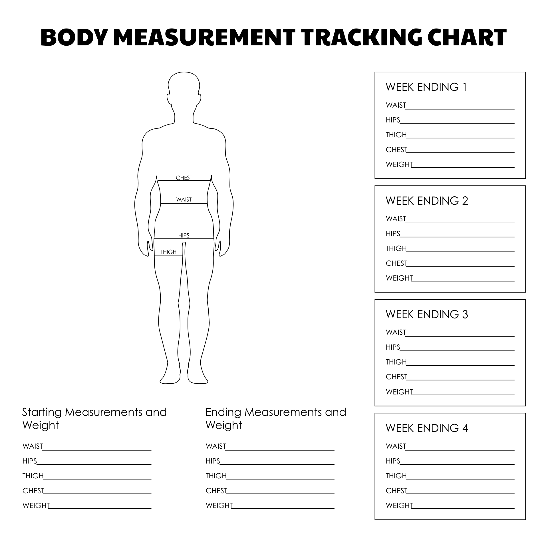 Printable Body Measurement Chart Weight Loss